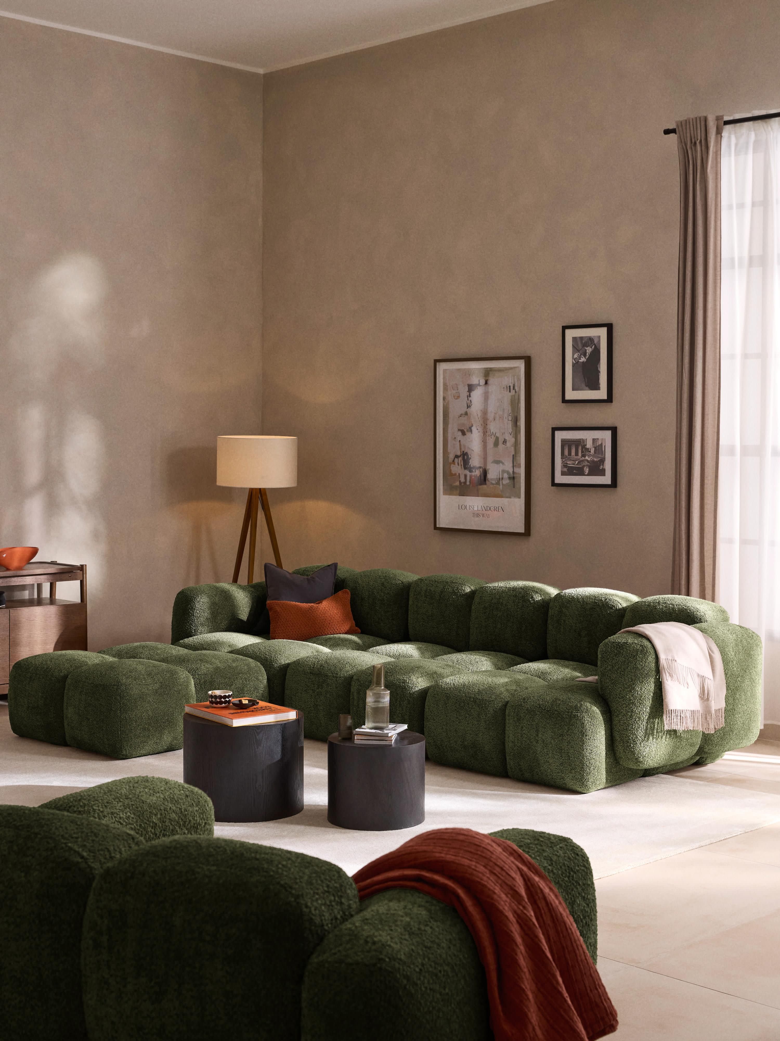 Tayla Modular Teddy-Bouclé Sofa (4-seater) with Ottoman