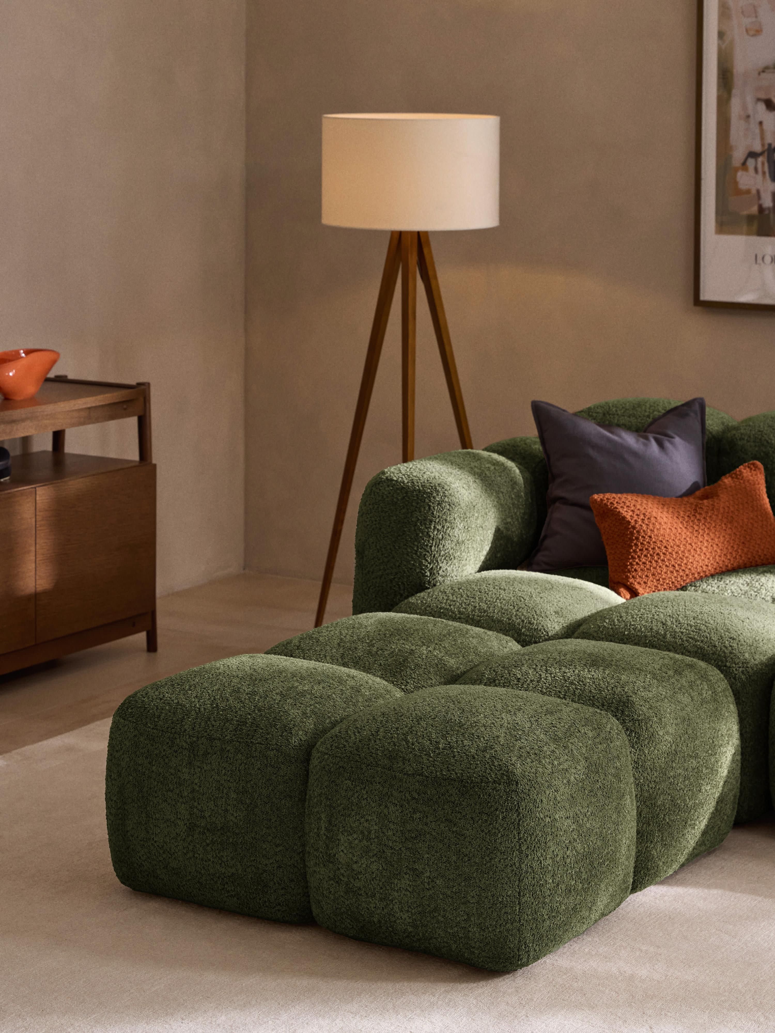 Tayla Modular Teddy-Bouclé Sofa (4-seater) with Ottoman
