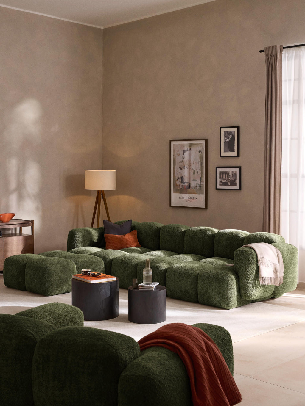 Tayla Modular Teddy-Bouclé Sofa (4-seater) with Ottoman