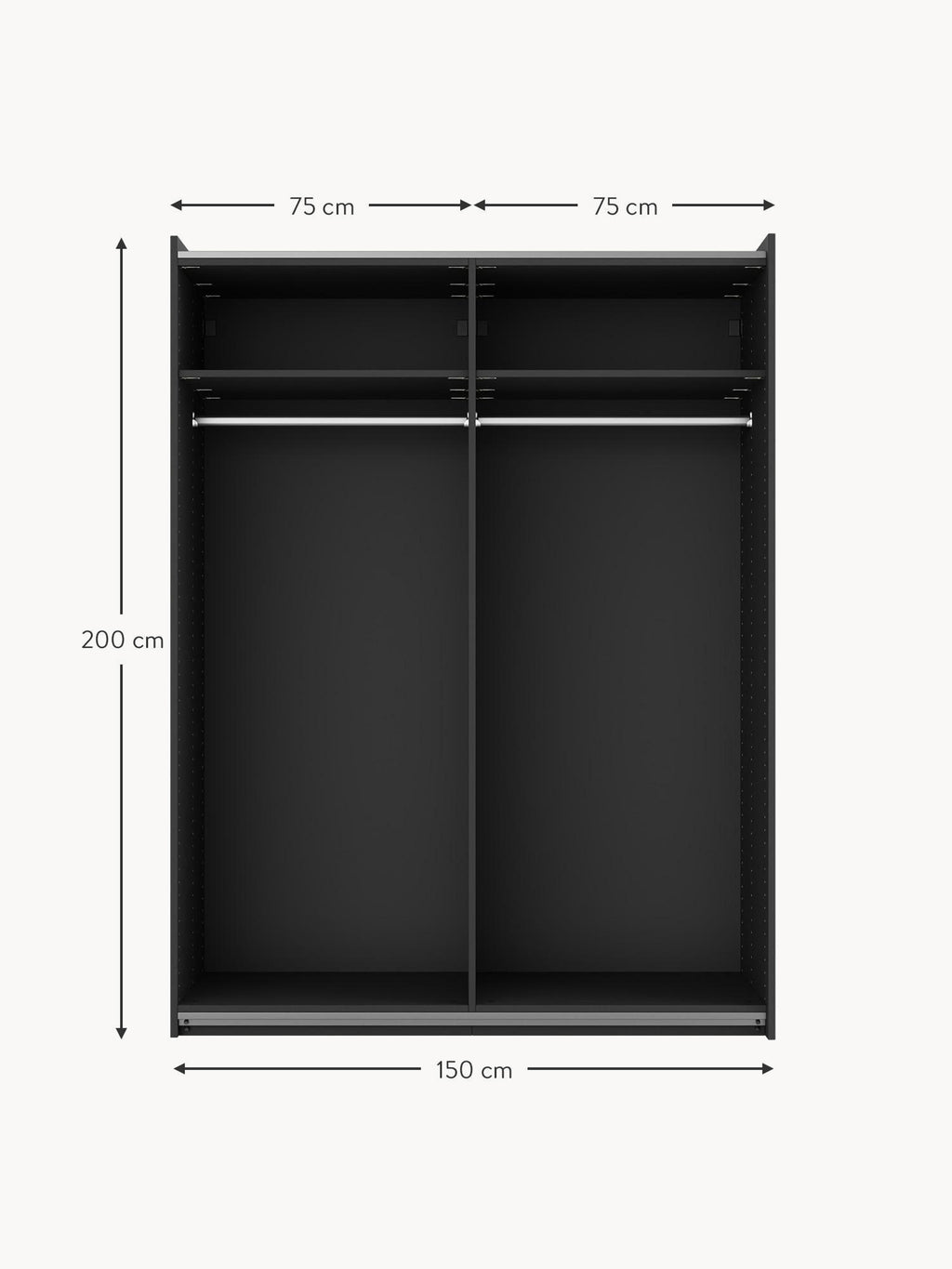 Leon Modular Sliding Door Wardrobe, 150 cm Wide, in various sizes