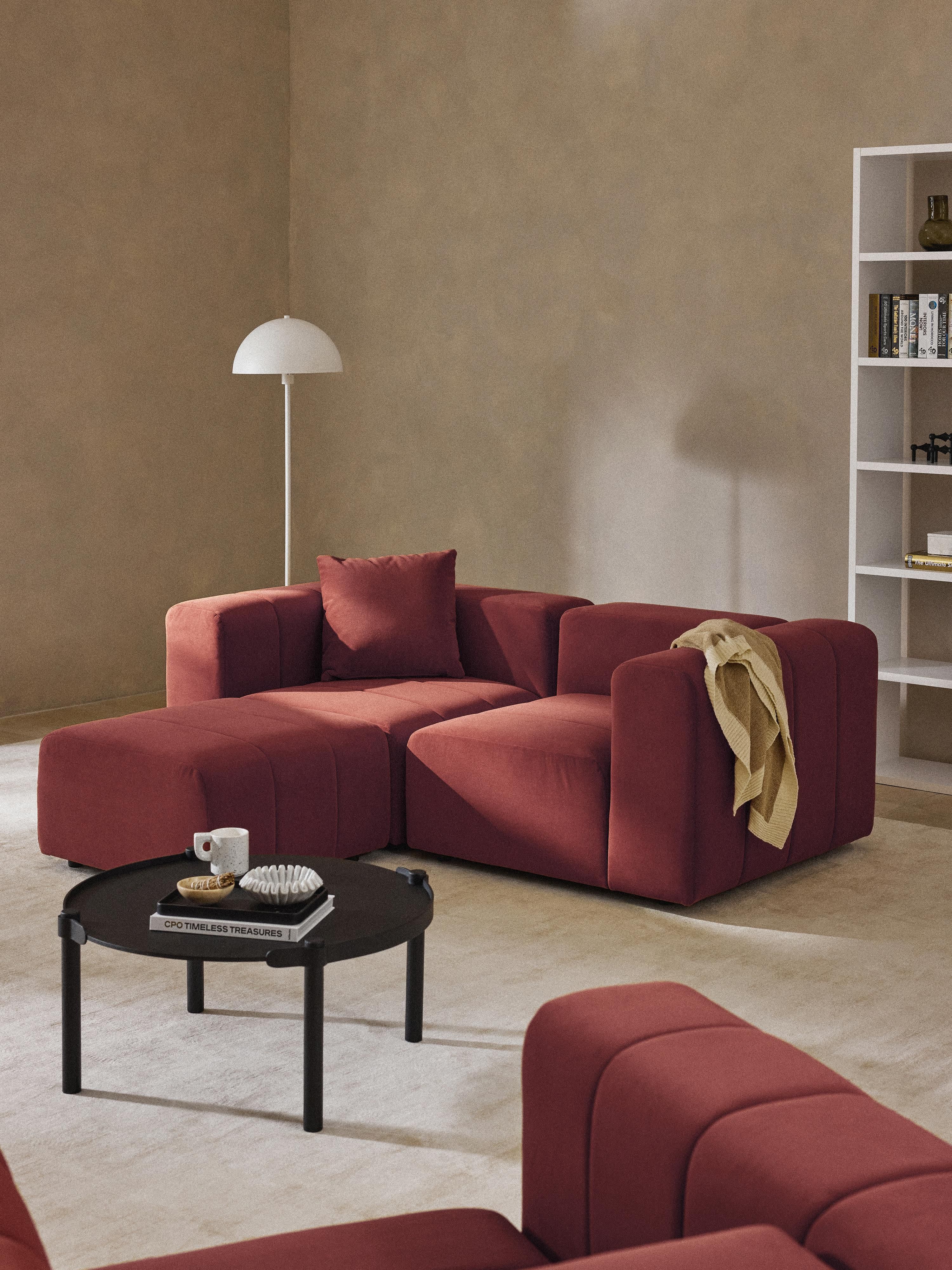 Lena Modular Velvet Sofa (2-seater) with Ottoman (left/right)
