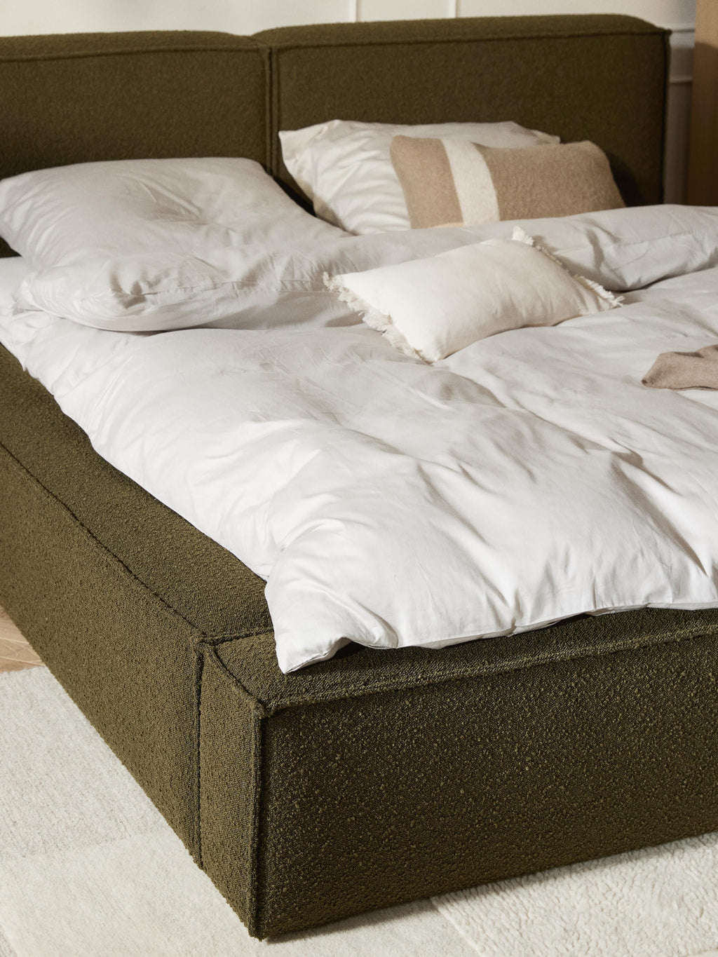 Lennon Upholstered Bouclé Bed with Storage Space