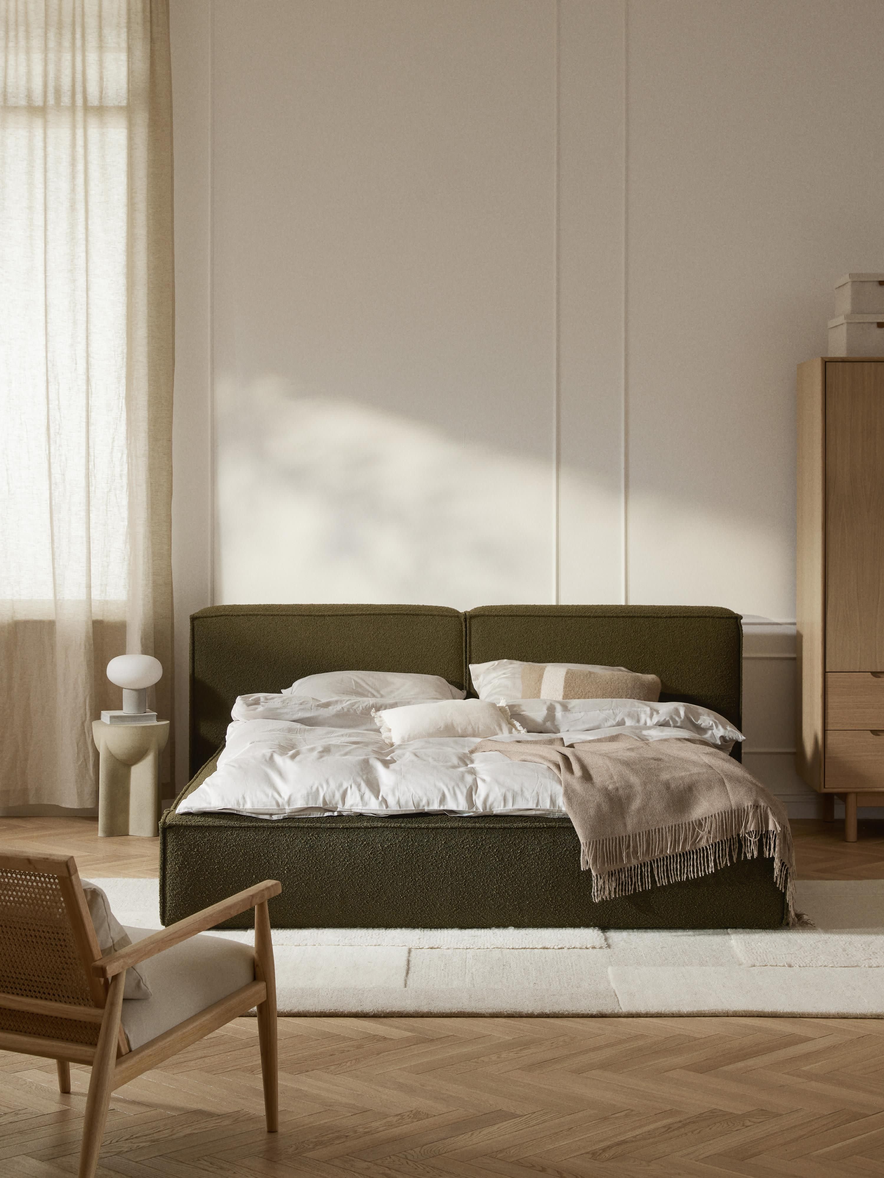 Lennon Upholstered Bouclé Bed with Storage Space