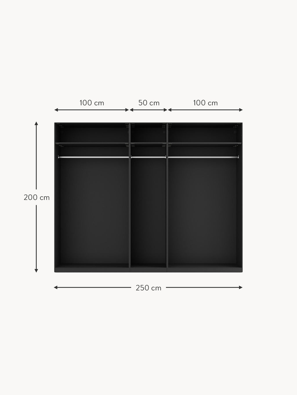 Simone Modular Revolving Door Wardrobe, 250 cm Wide, in various sizes