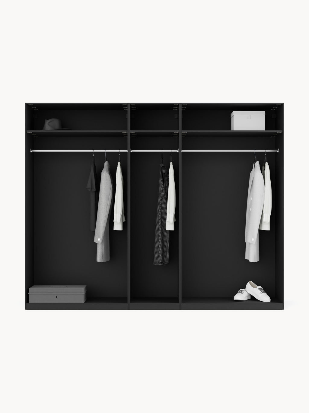 Simone Modular Revolving Door Wardrobe, 250 cm Wide, in various sizes