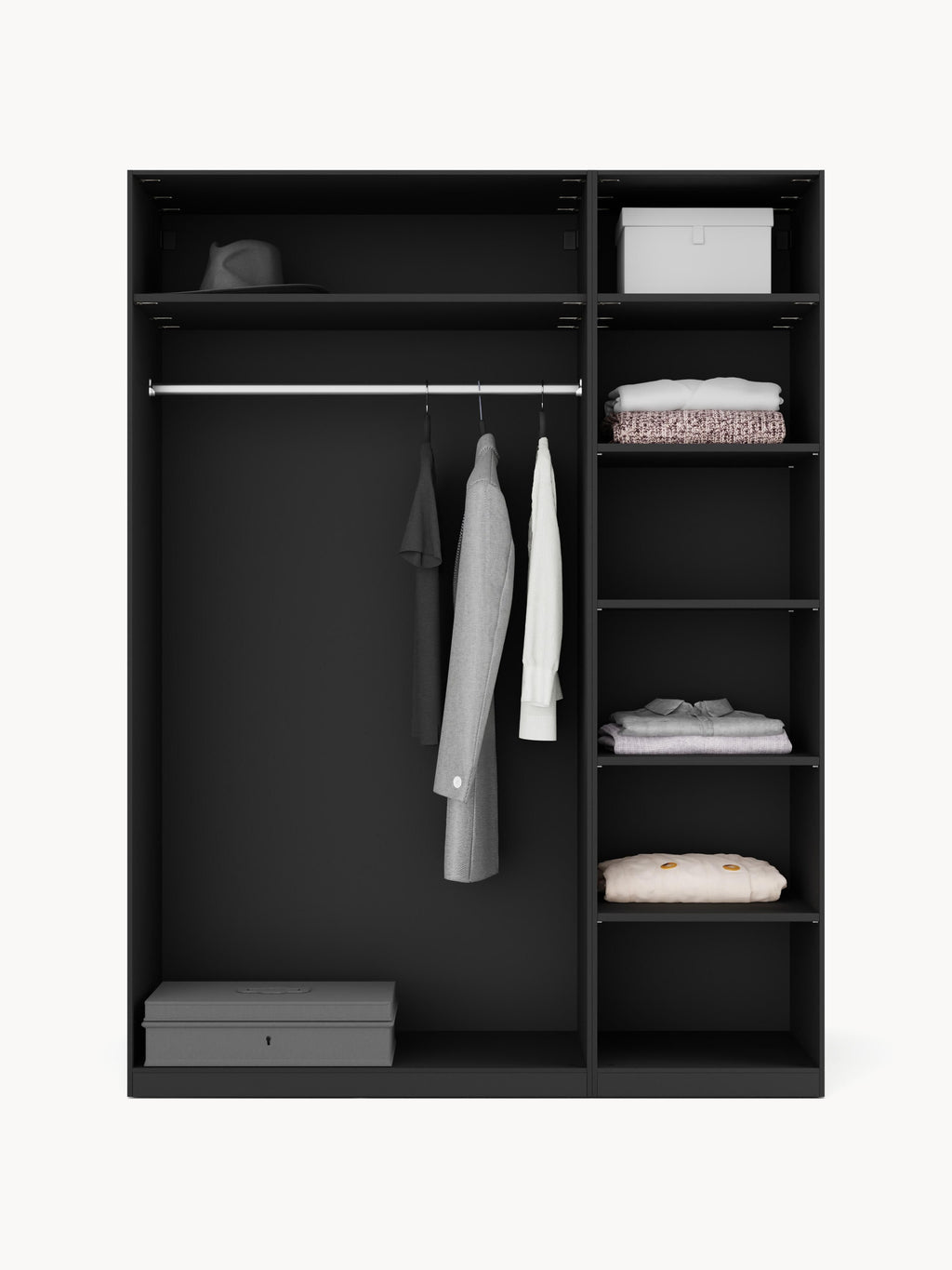 Simone Modular Hinged Door Wardrobe, 150 cm Wide, in various sizes