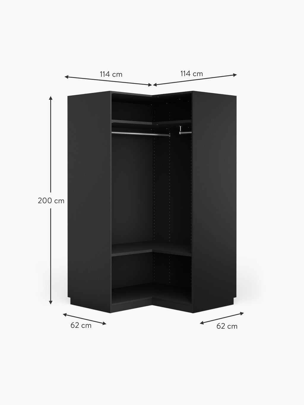 Simone Modular Corner Wardrobe, 115 cm Wide