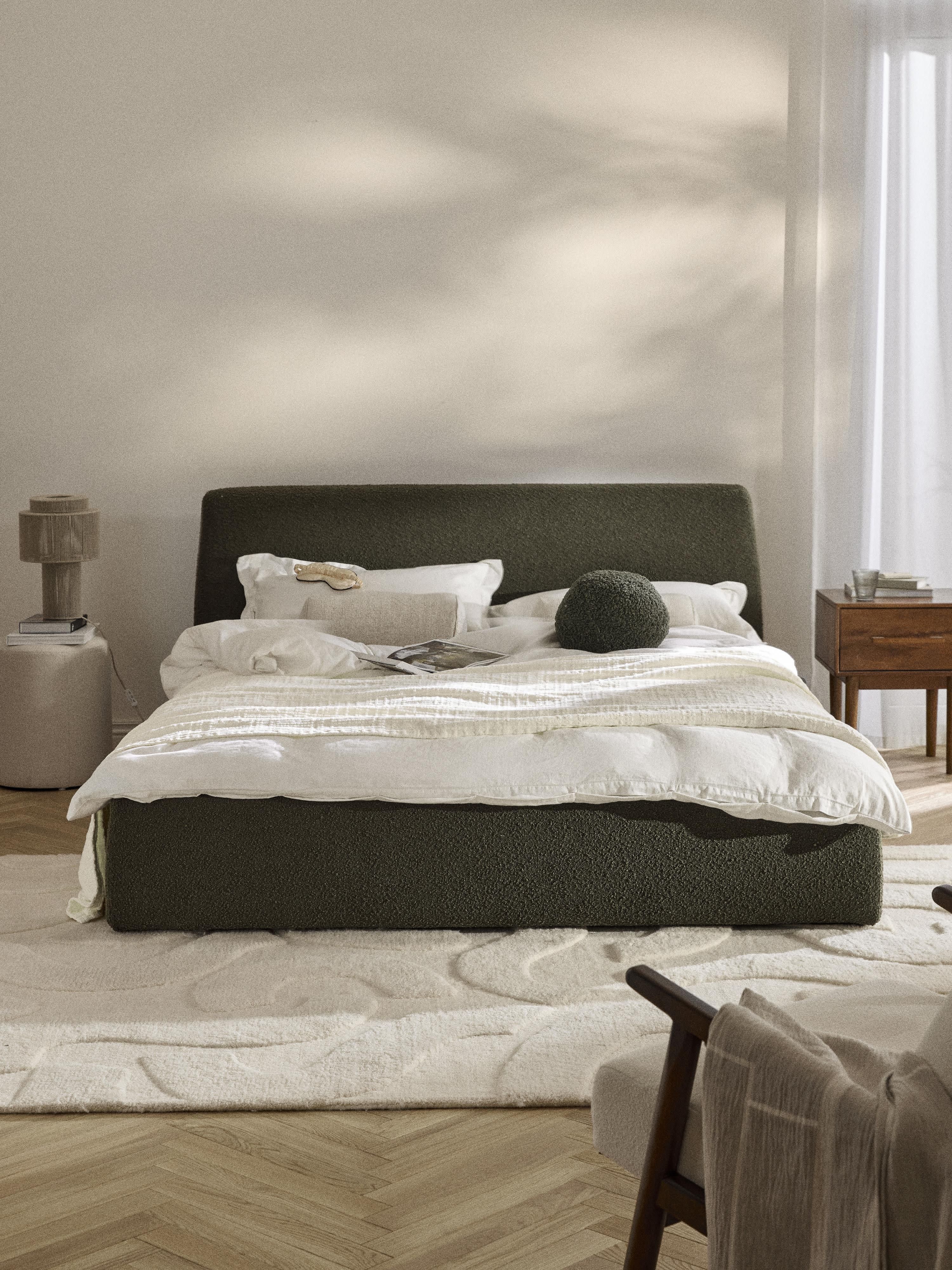 Cloud Upholstered Bouclé Bed with Storage Space