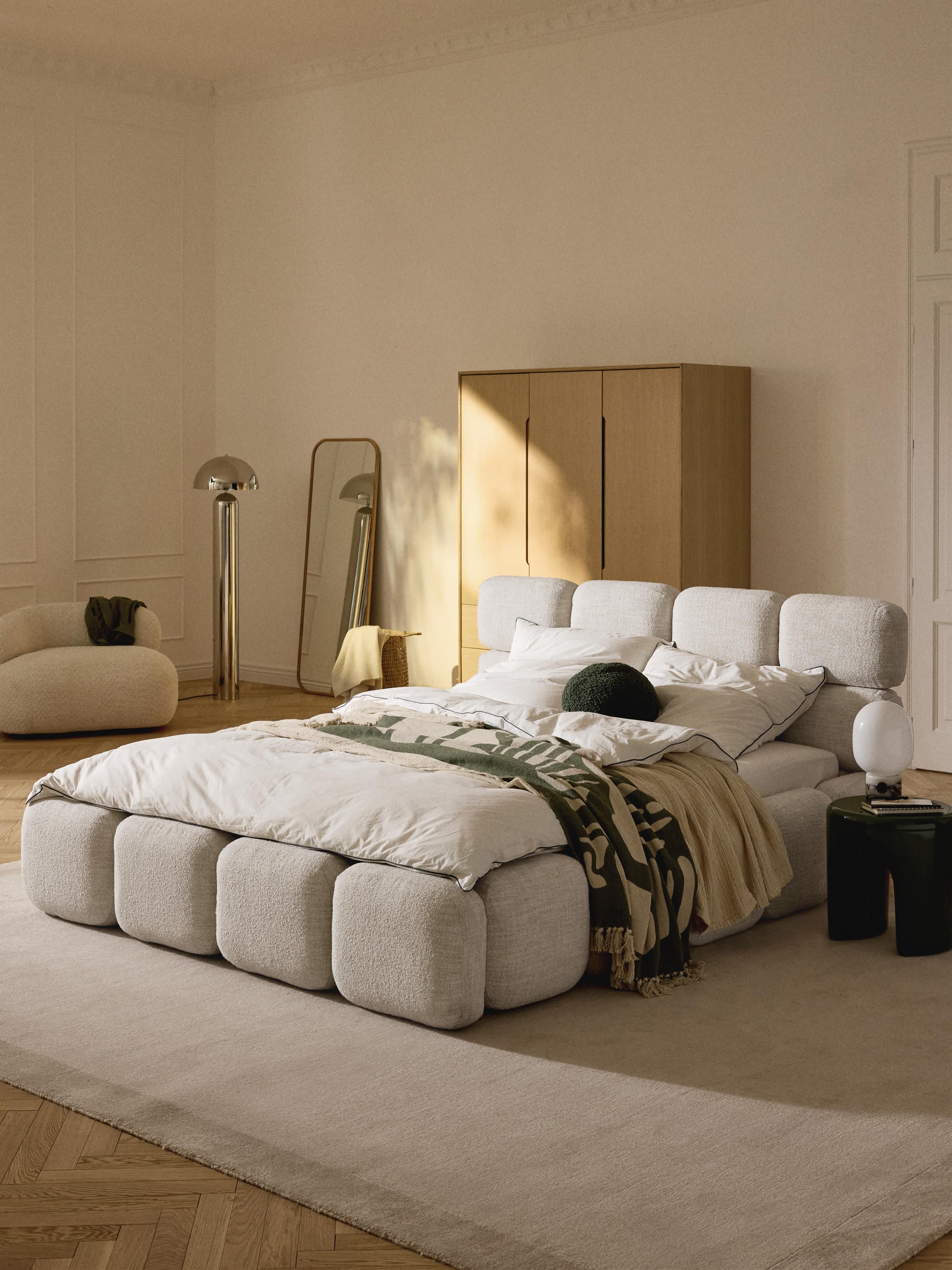 Tayla Upholstered Bouclé Bed with Storage Space
