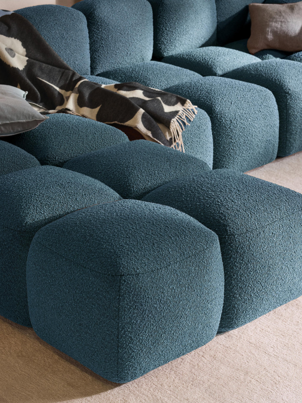 Tayla Bouclé Modular Sofa (4-seater) with Ottoman (left/right)