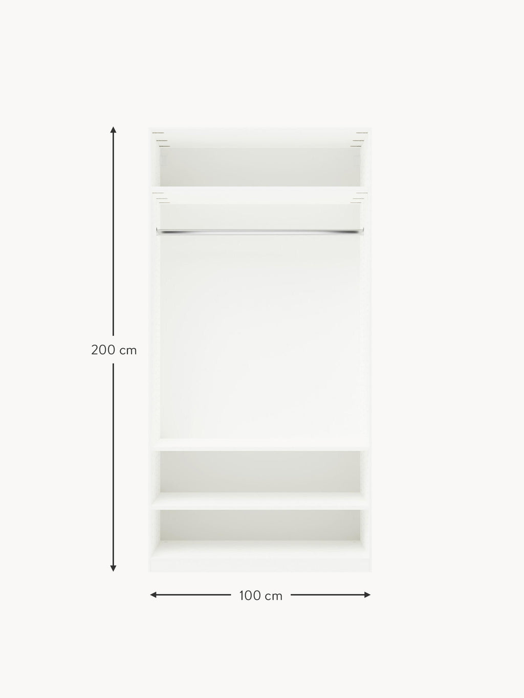 Charlotte Modular Hinged Door Wardrobe, 100 cm Wide, in various sizes
