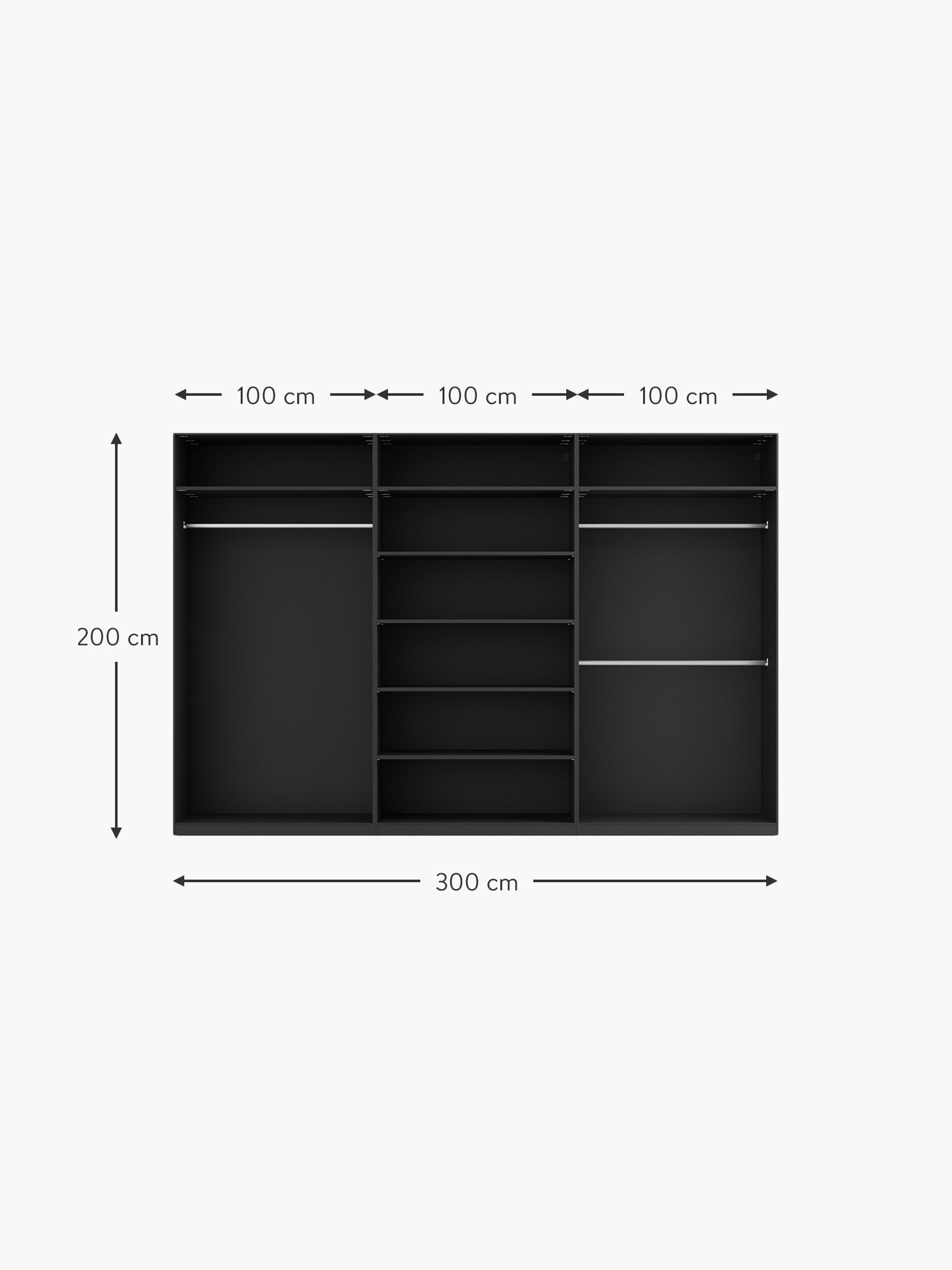 Leon Modular Hinged Door Wardrobe, 300 cm Wide, in various sizes