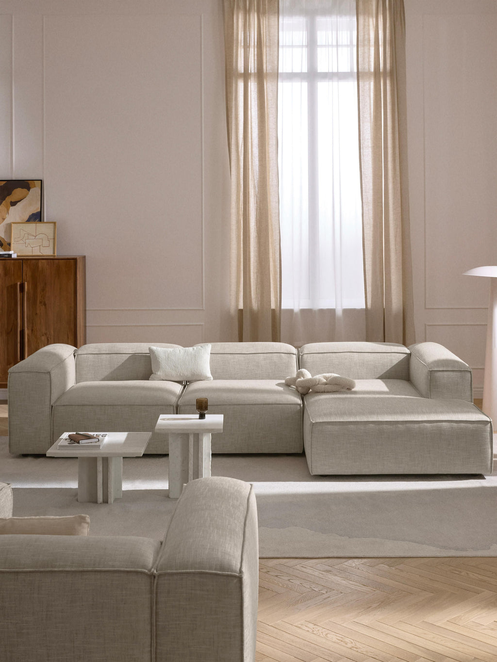 Lennon Linen Blend Modular Corner Sofa (4-seater)