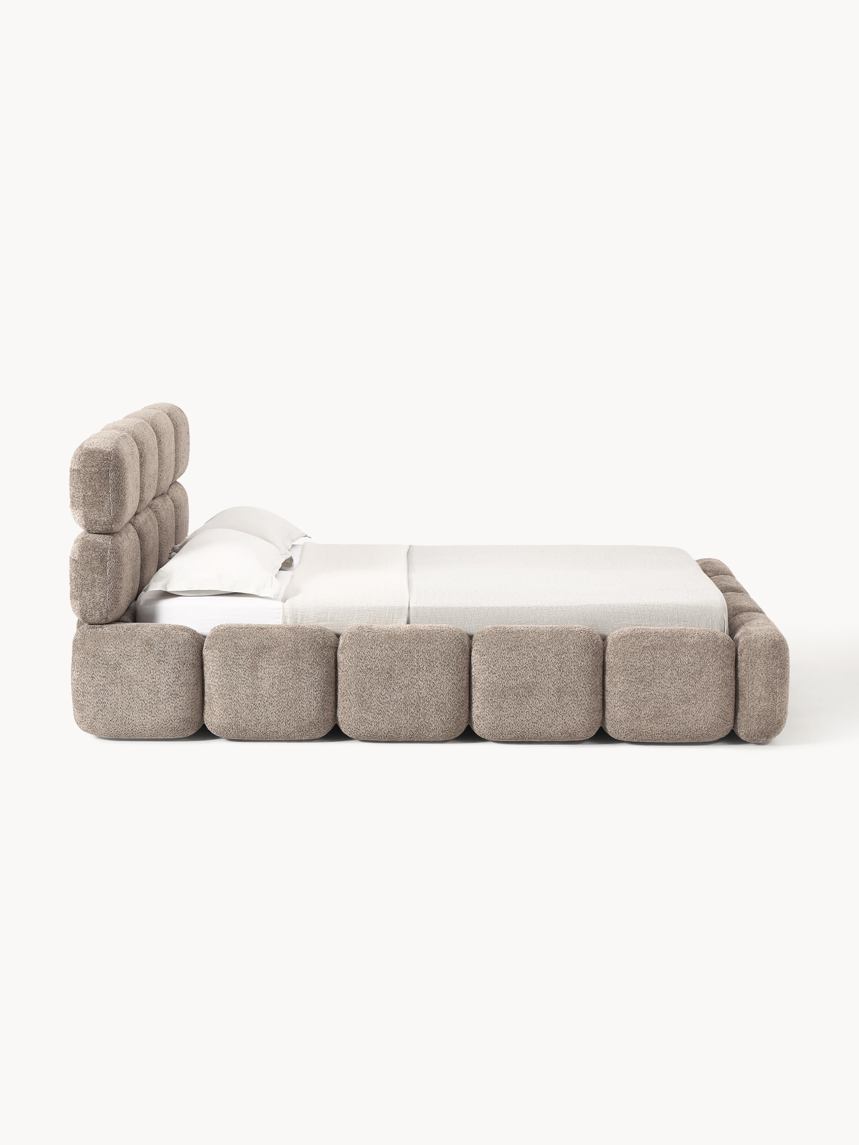 Tayla Upholstered Teddy Bouclé Bed with Storage Space