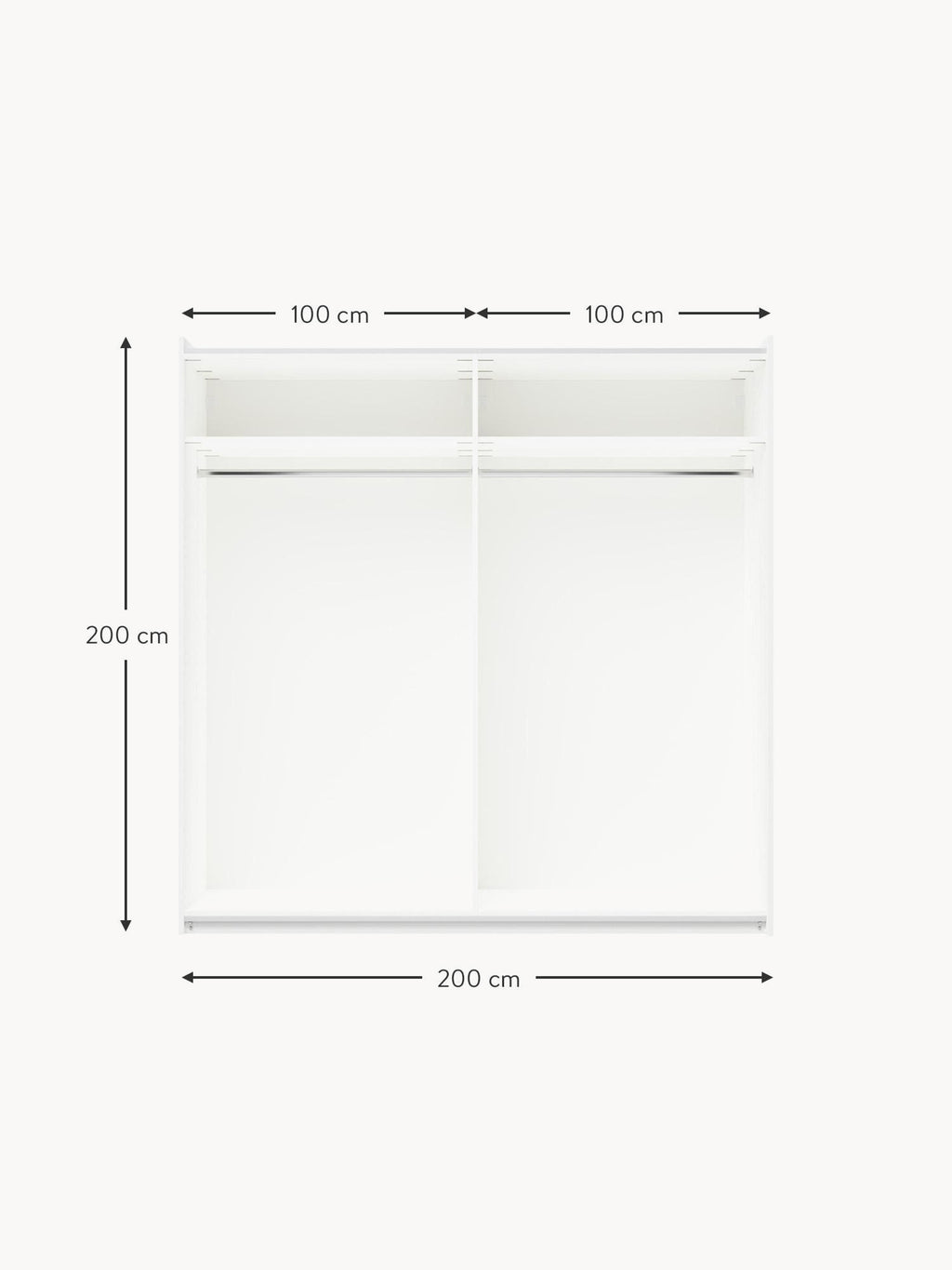 Charlotte Modular Sliding Door Wardrobe, 200 cm Wide, in various sizes