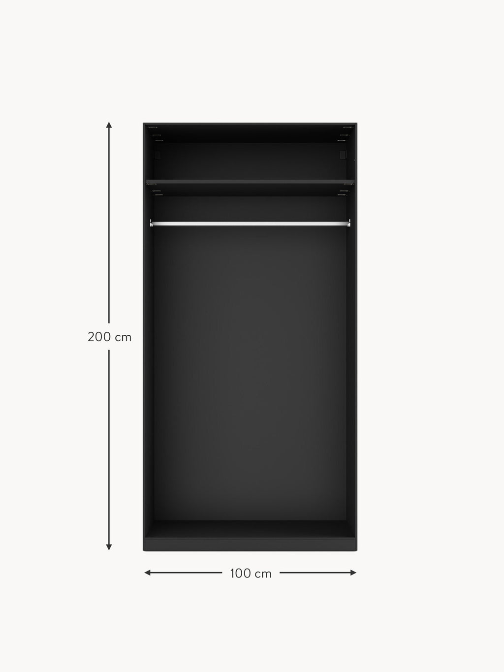 Simone Modular Hinged Door Wardrobe, 100 cm Wide, in various sizes