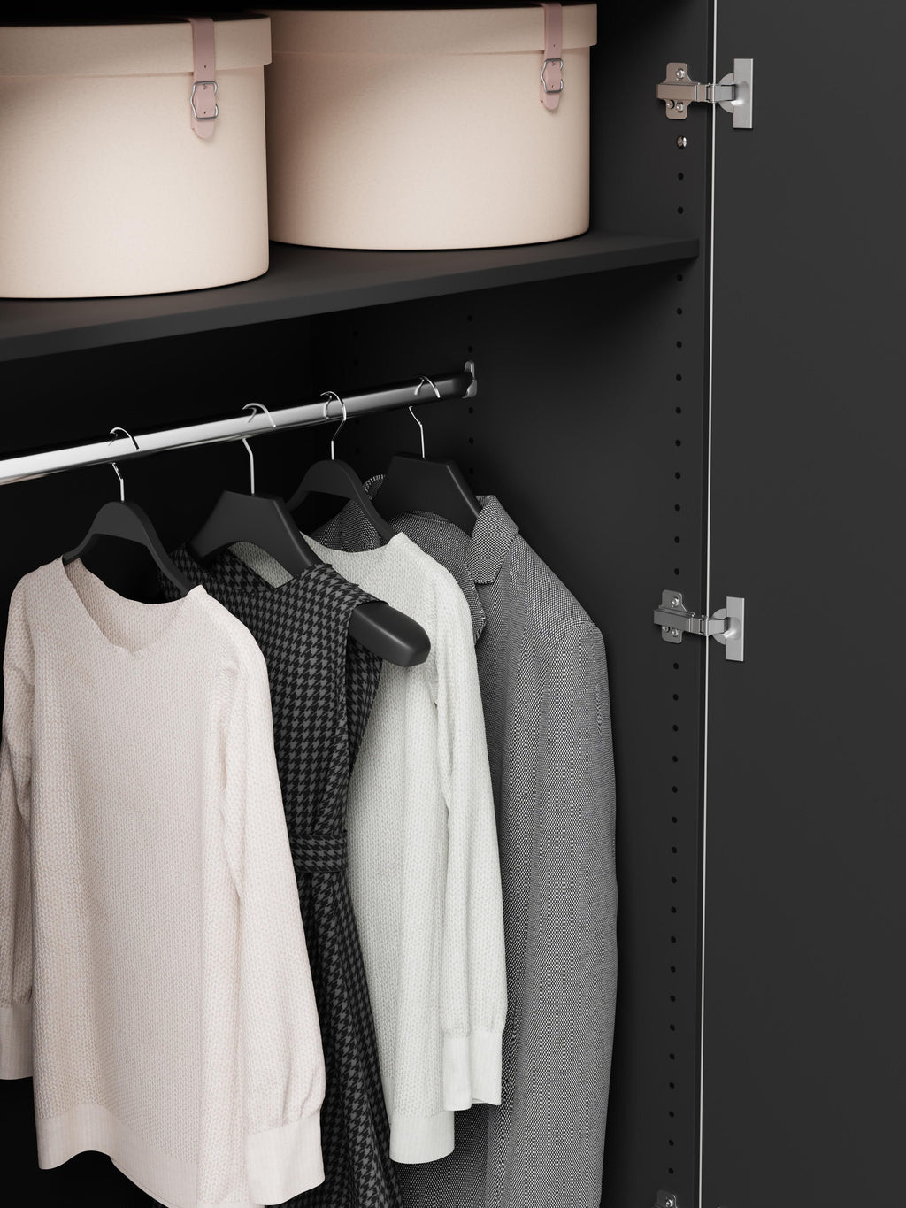 Simone Modular Hinged Door Wardrobe, 100 cm Wide, in various sizes