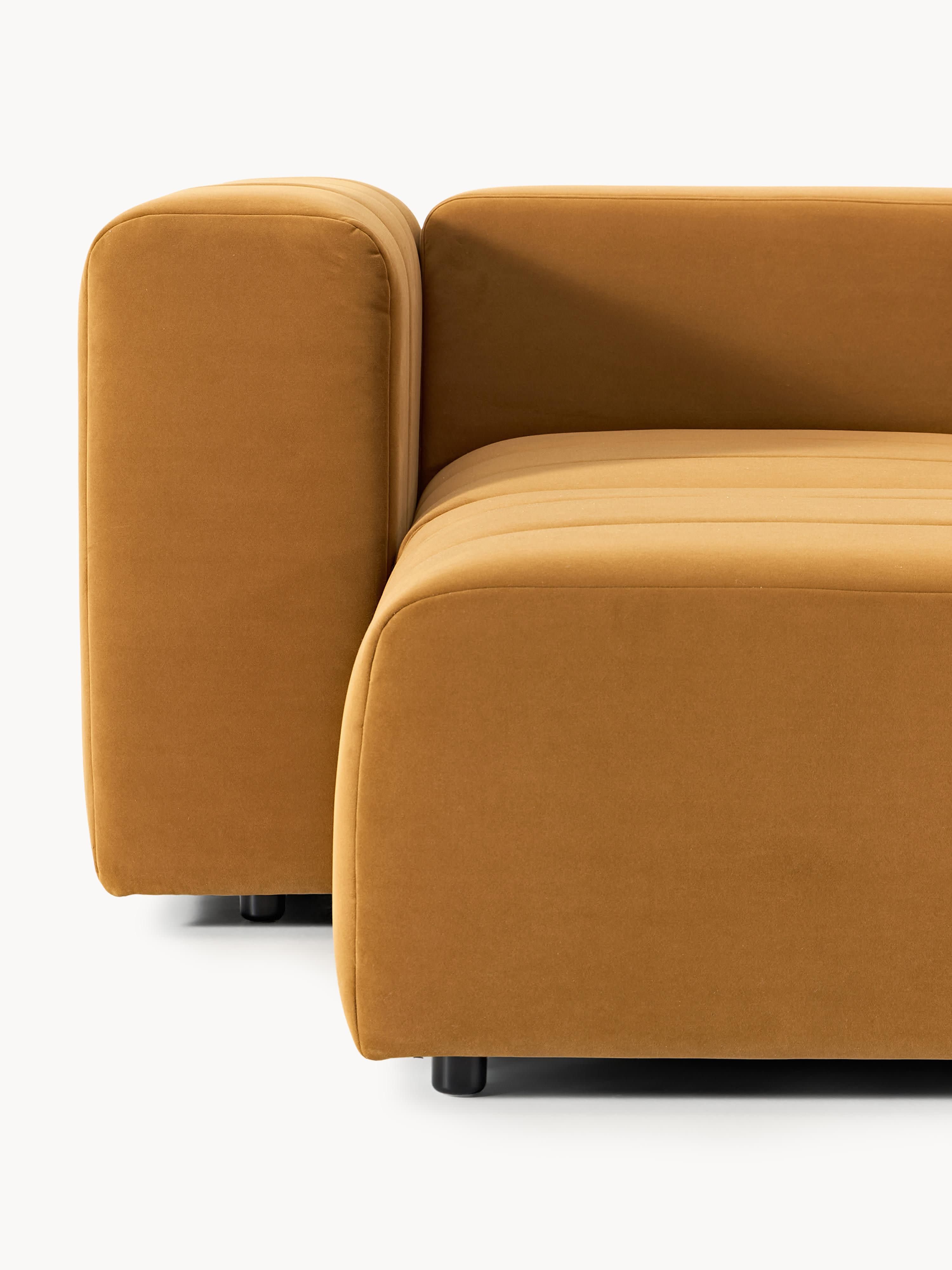 Lena Modular Velvet Sofa (4-seater) with Ottoman (left/right)