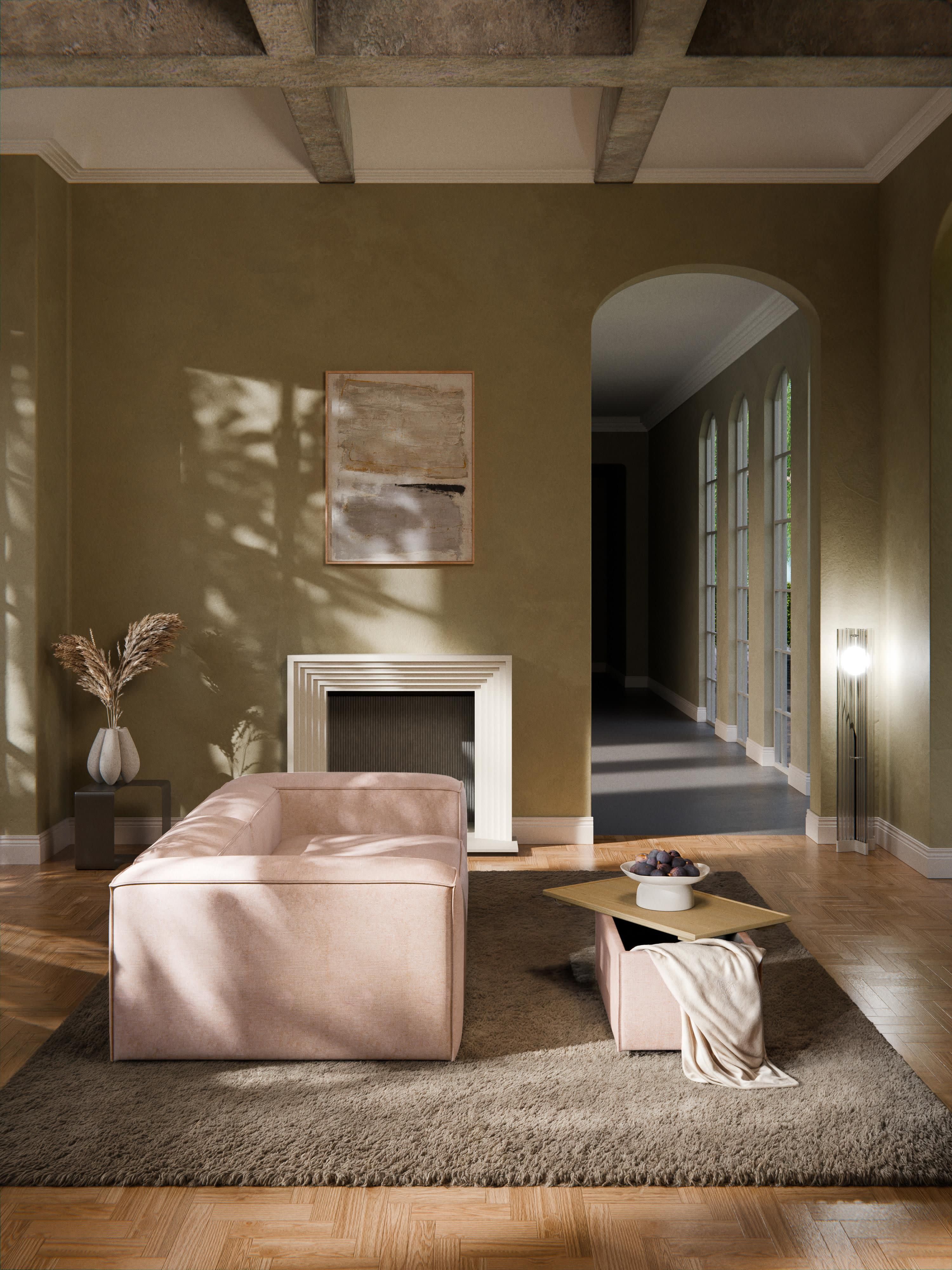 Lennon Linen Blend Ottoman with Storage