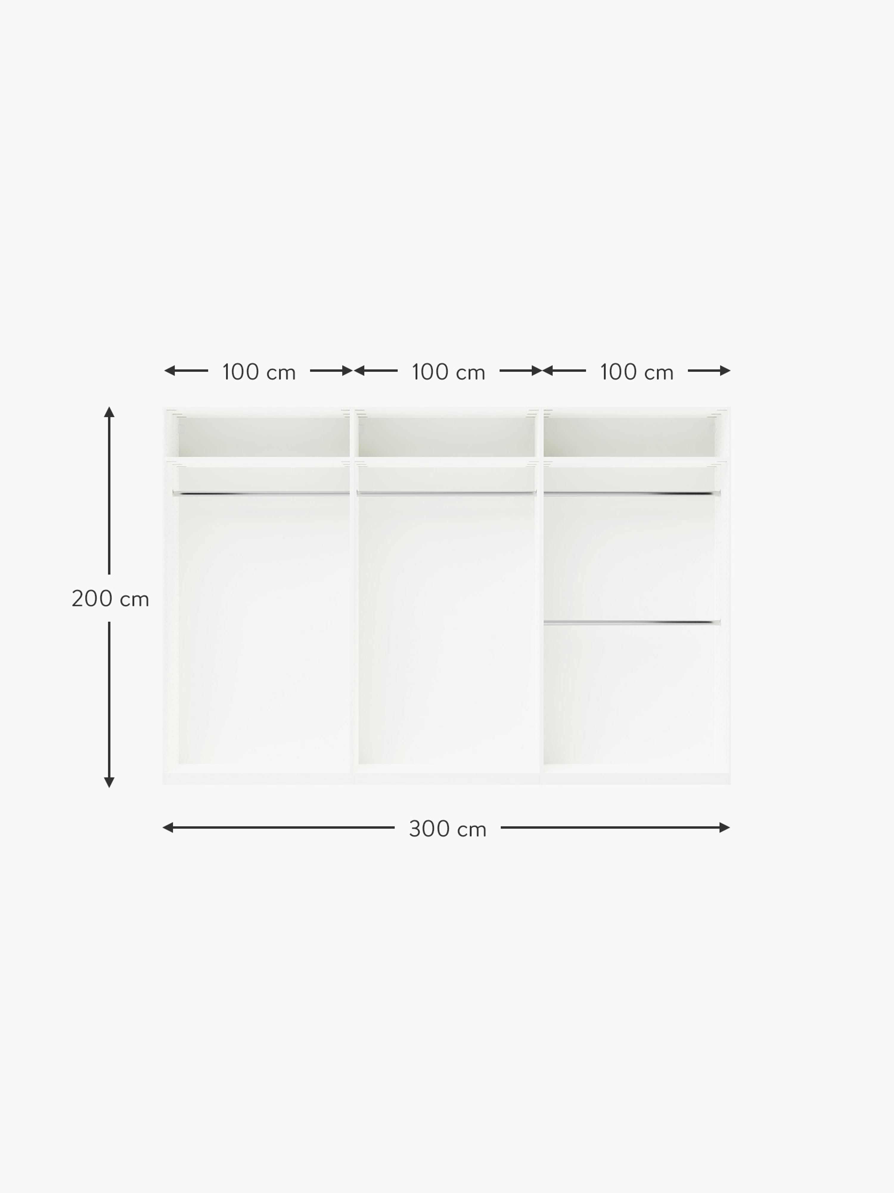 Charlotte Modular Hinged Door Wardrobe, 300 cm Wide, in various sizes