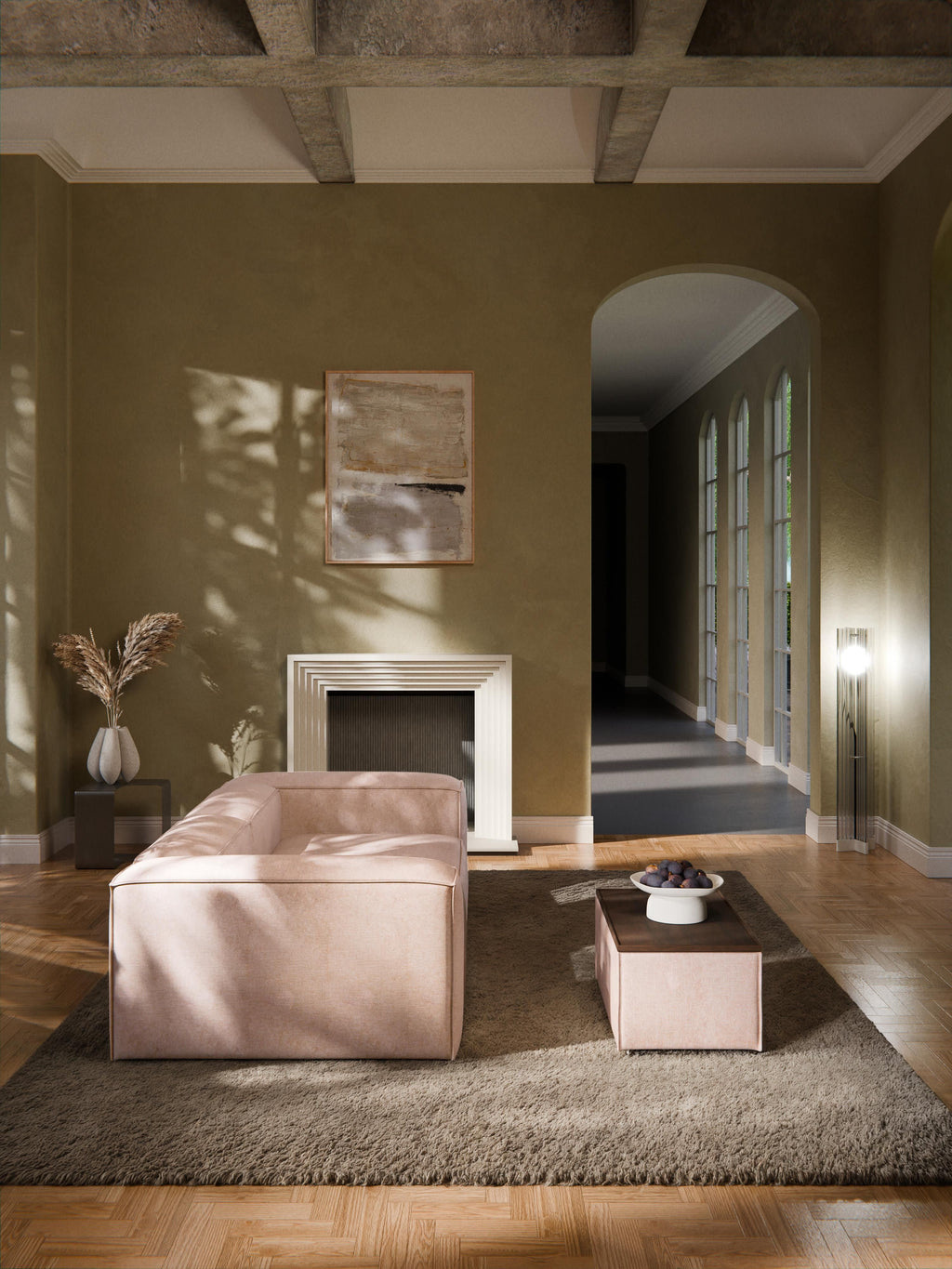 Lennon Linen Blend Ottoman with Storage