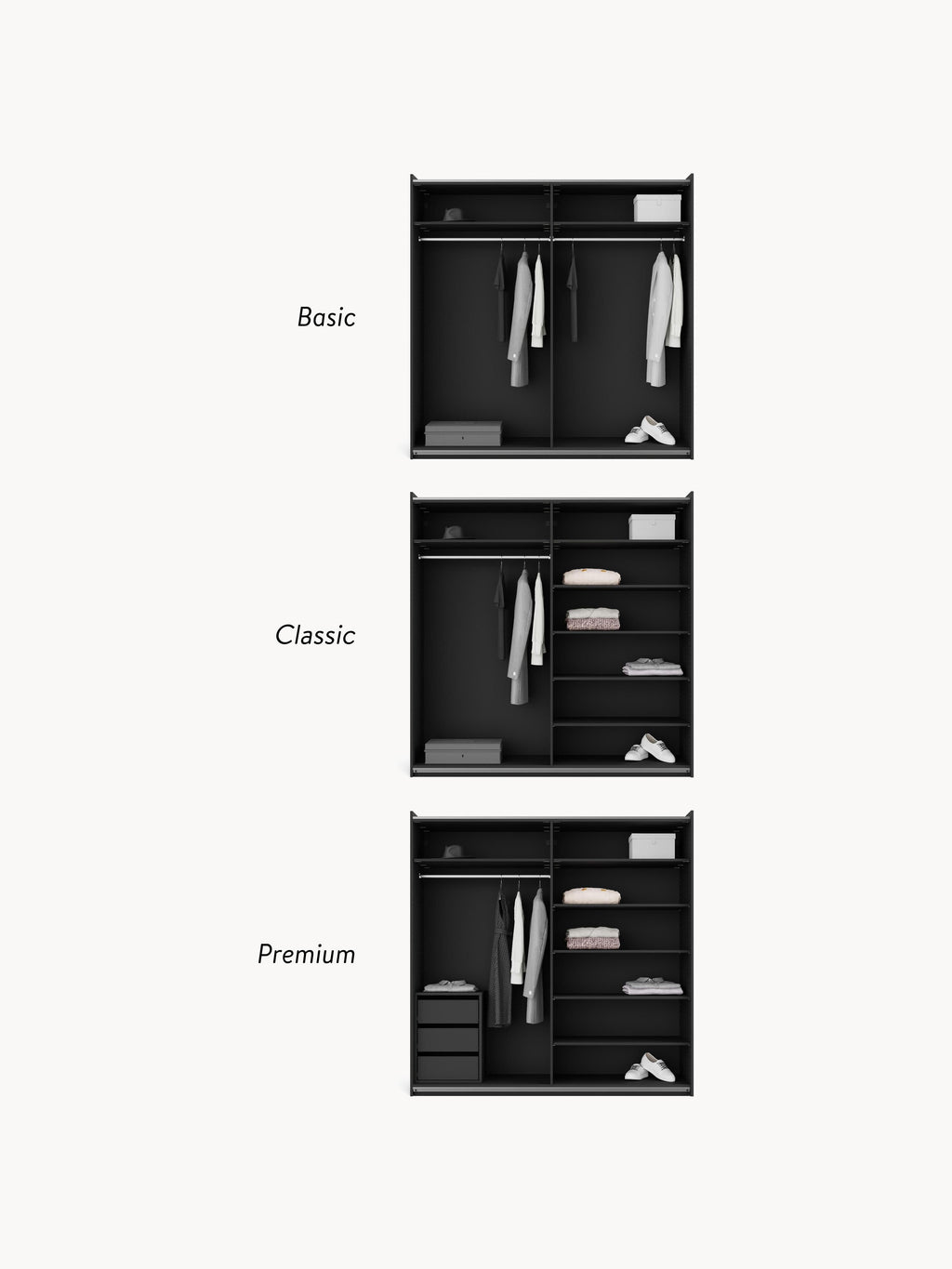 Simone Modular Sliding Door Wardrobe, 200 cm Wide, in various sizes