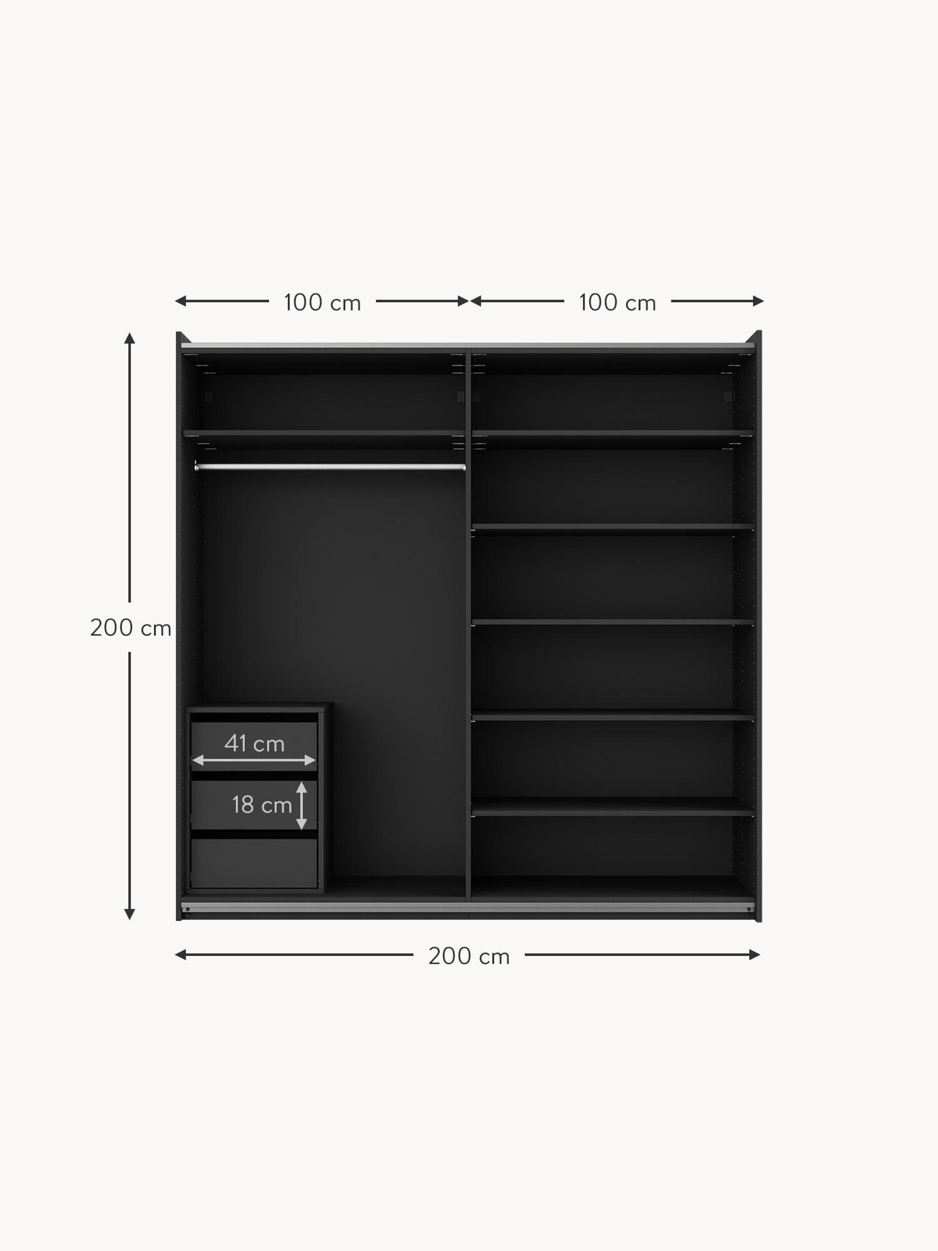 Simone Modular Sliding Door Wardrobe, 200 cm Wide, in various sizes
