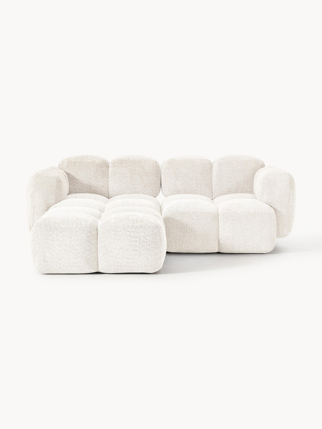 Gallery image 1 - Modular Teddy-Bouclé Sofa Tayla (2-seater) with Ottoman (left/right)
