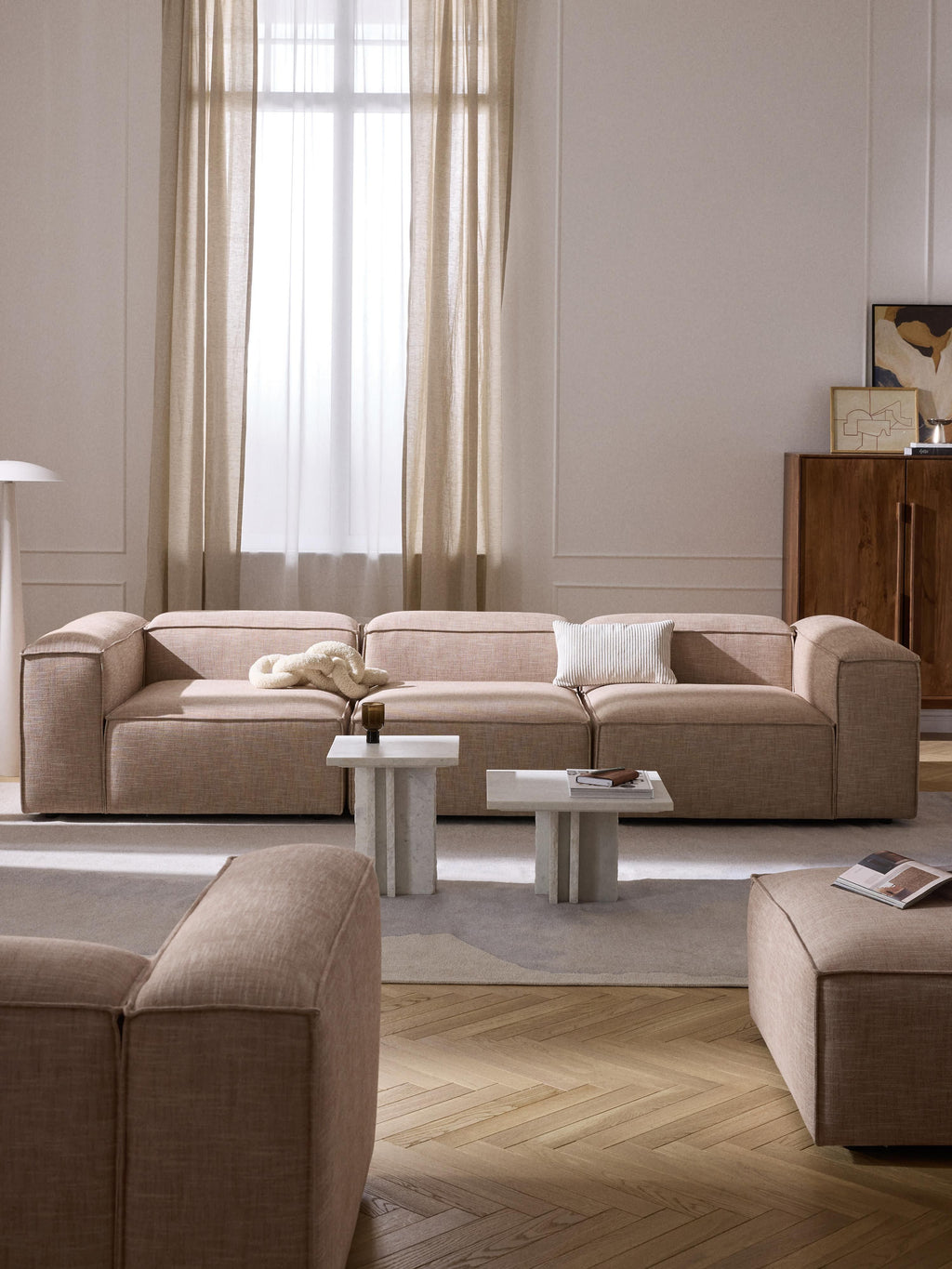 Lennon Linen Blend Modular Sofa (4-seater)