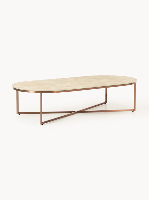 Gallery image 1 - Oval Coffee Table Antigua with Marble Effect Glass Top