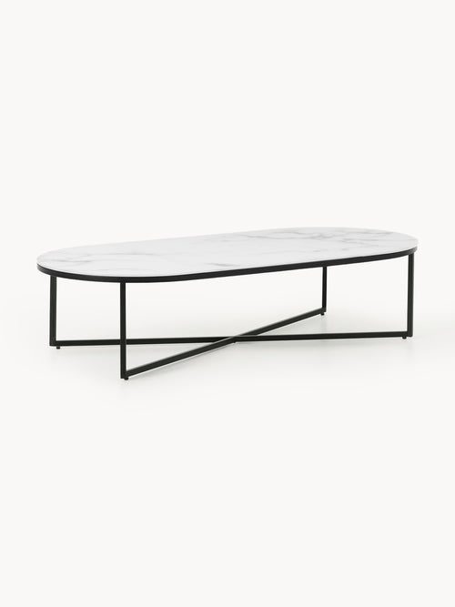 Gallery image 1 - Oval Coffee Table Antigua with Marble Effect Glass Top
