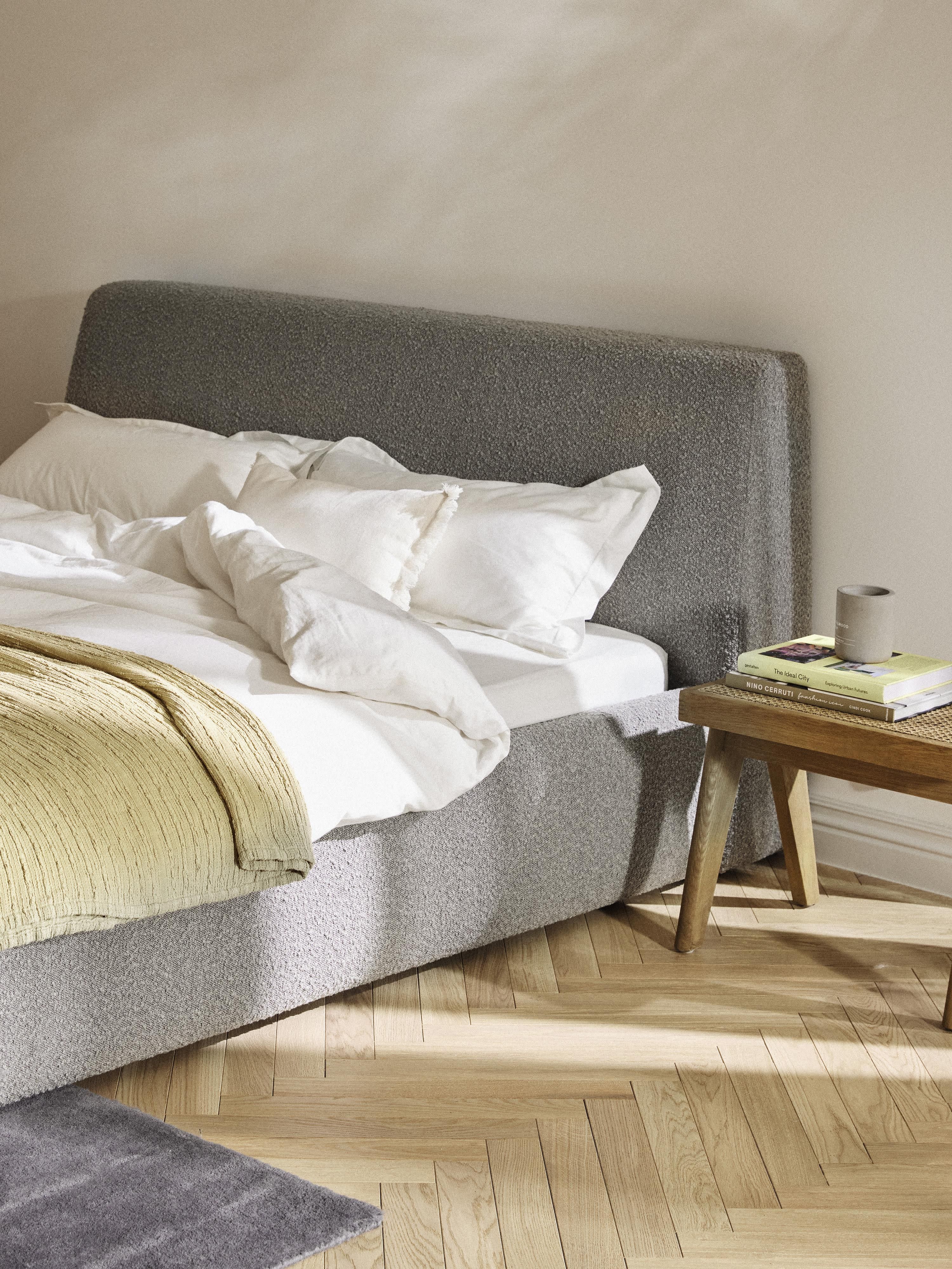 Cloud Upholstered Bouclé Bed with Storage Space