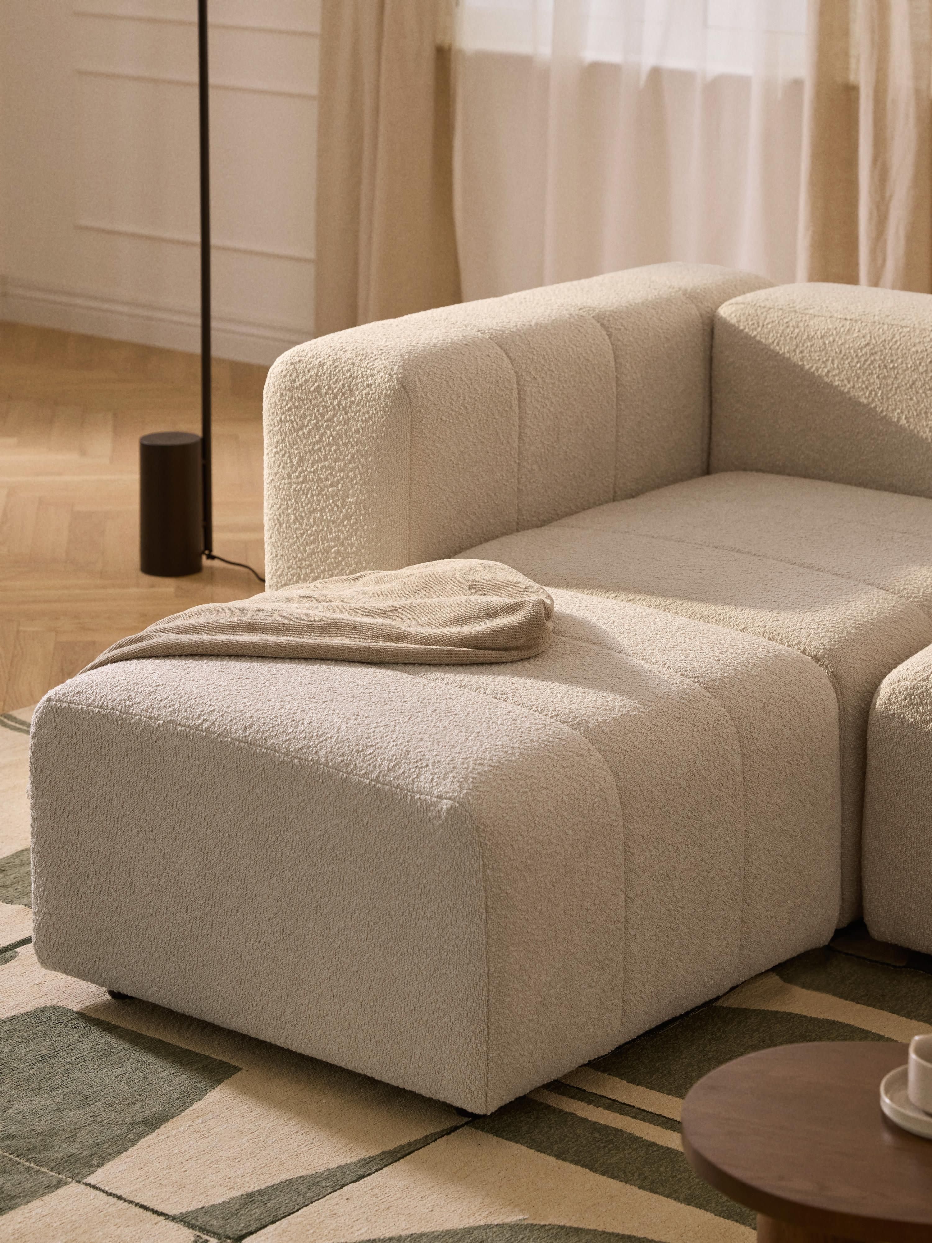 Lena Bouclé Modular Sofa (2-seater) with Ottoman (left/right)