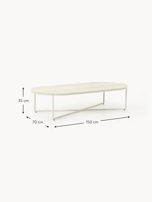 Antigua Oval Coffee Table with Marble Effect Glass Top