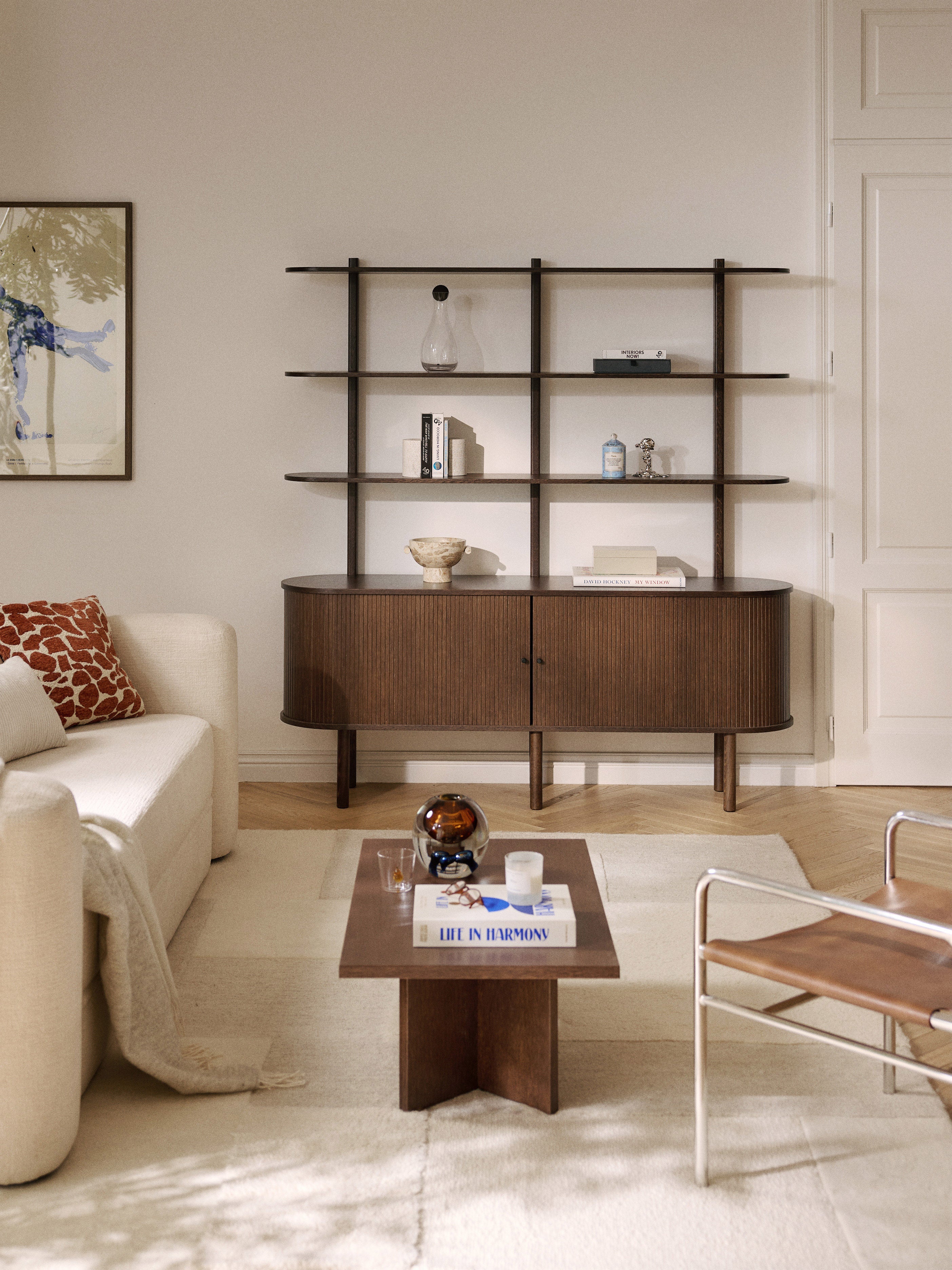 Calary Large Shelving Unit with Fluted Front
