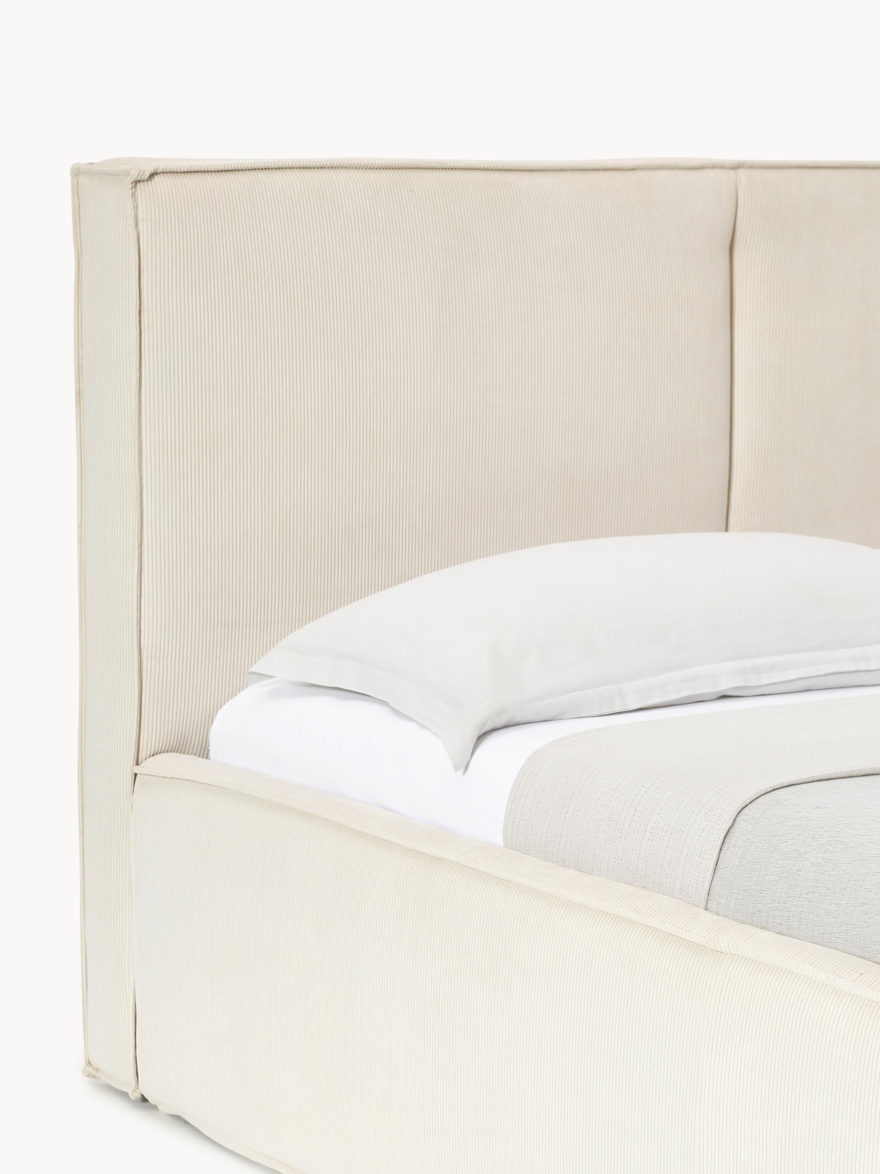 Dream Upholstered Corduroy Bed with Storage Space