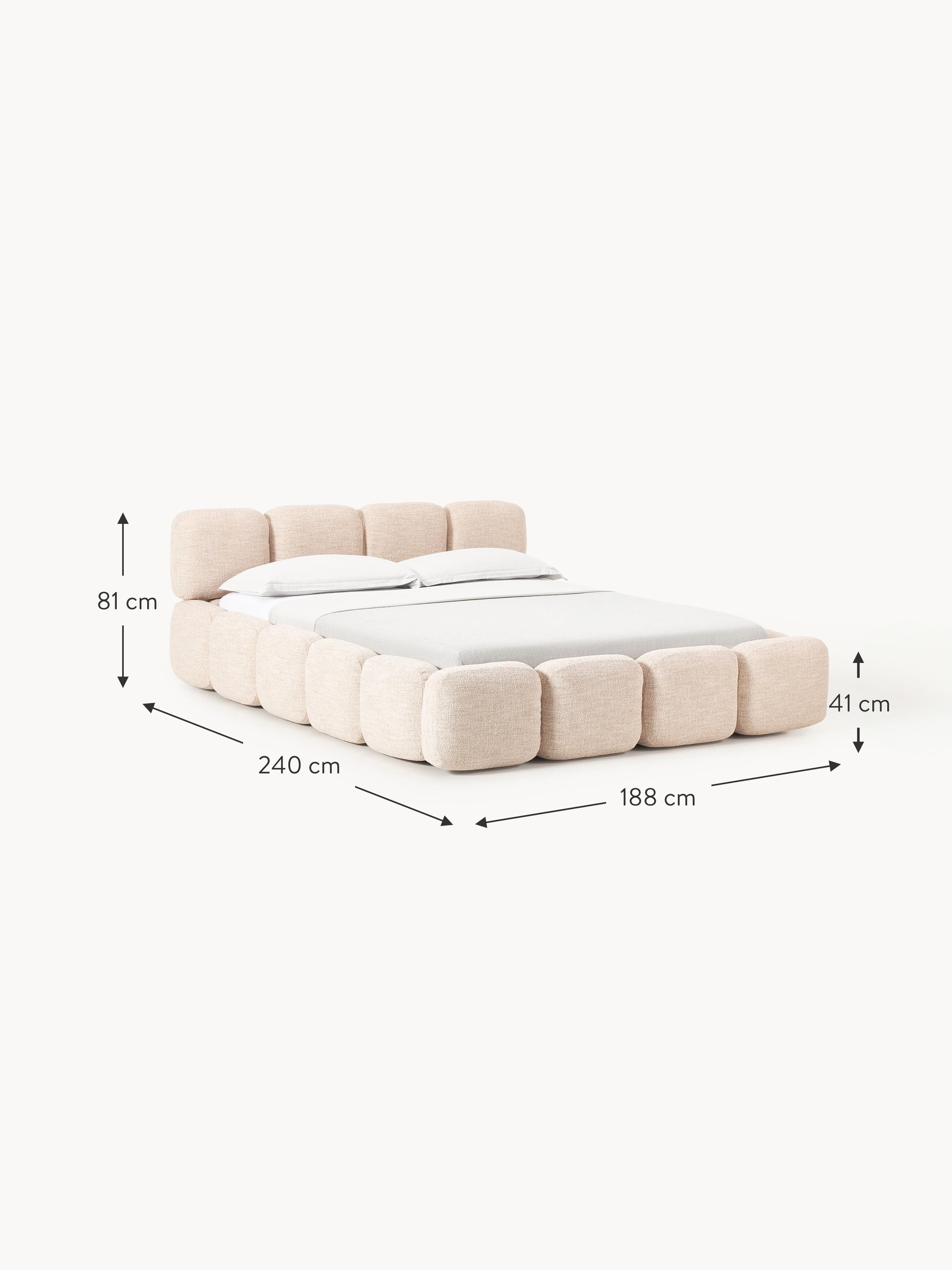 Tayla Upholstered Bouclé Bed with Storage Space