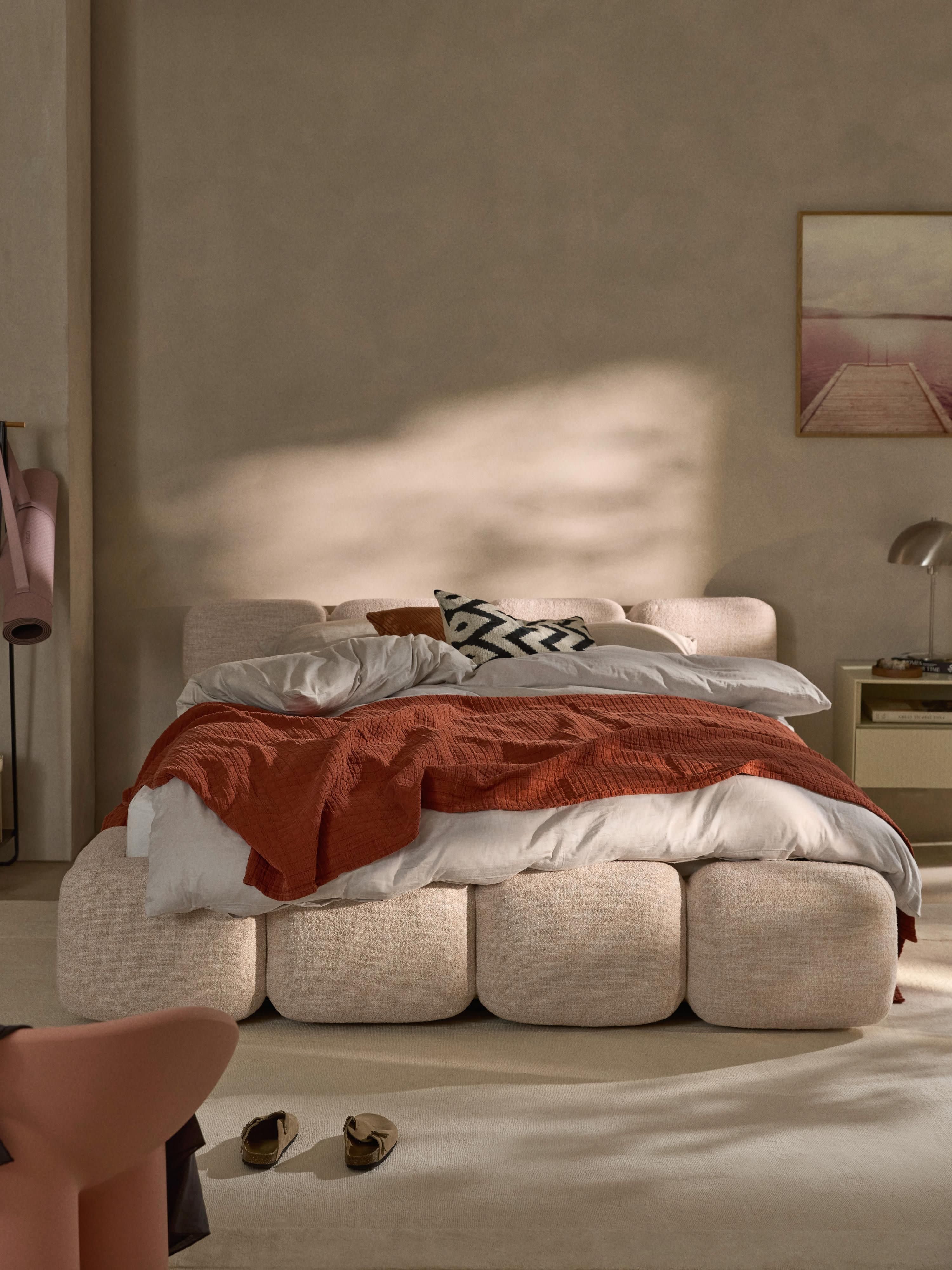 Tayla Upholstered Bouclé Bed with Storage Space
