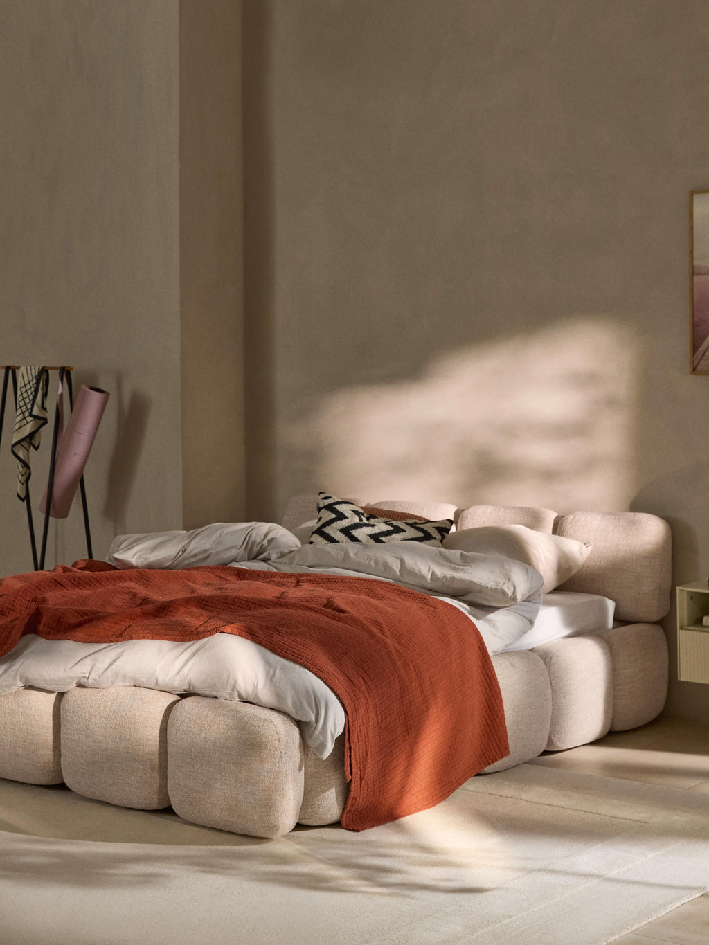 Tayla Upholstered Bouclé Bed with Storage Space