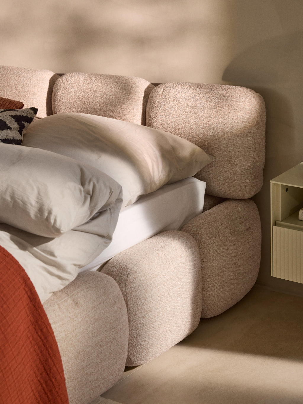 Tayla Upholstered Bouclé Bed with Storage Space