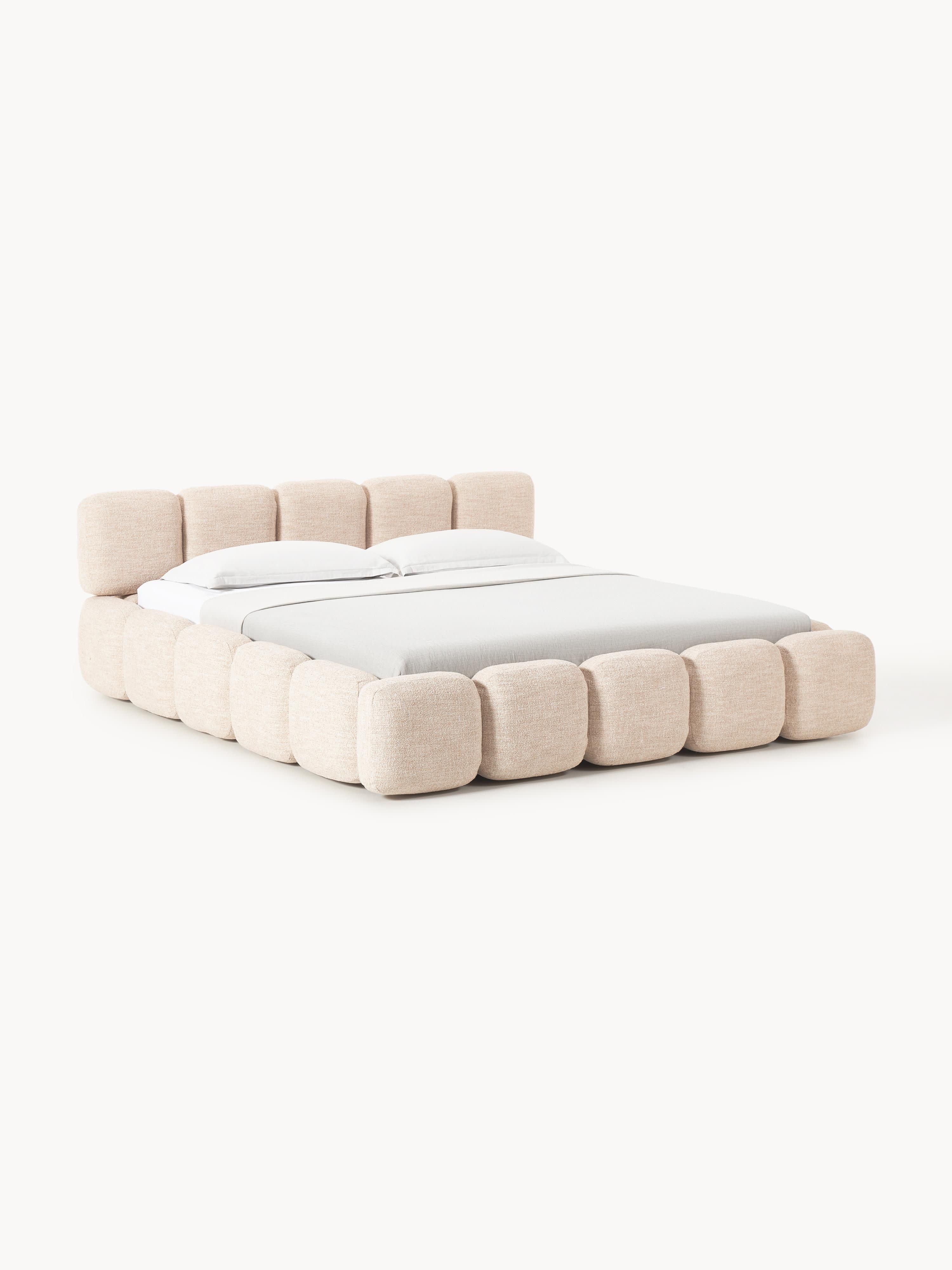 Tayla Upholstered Bouclé Bed with Storage Space