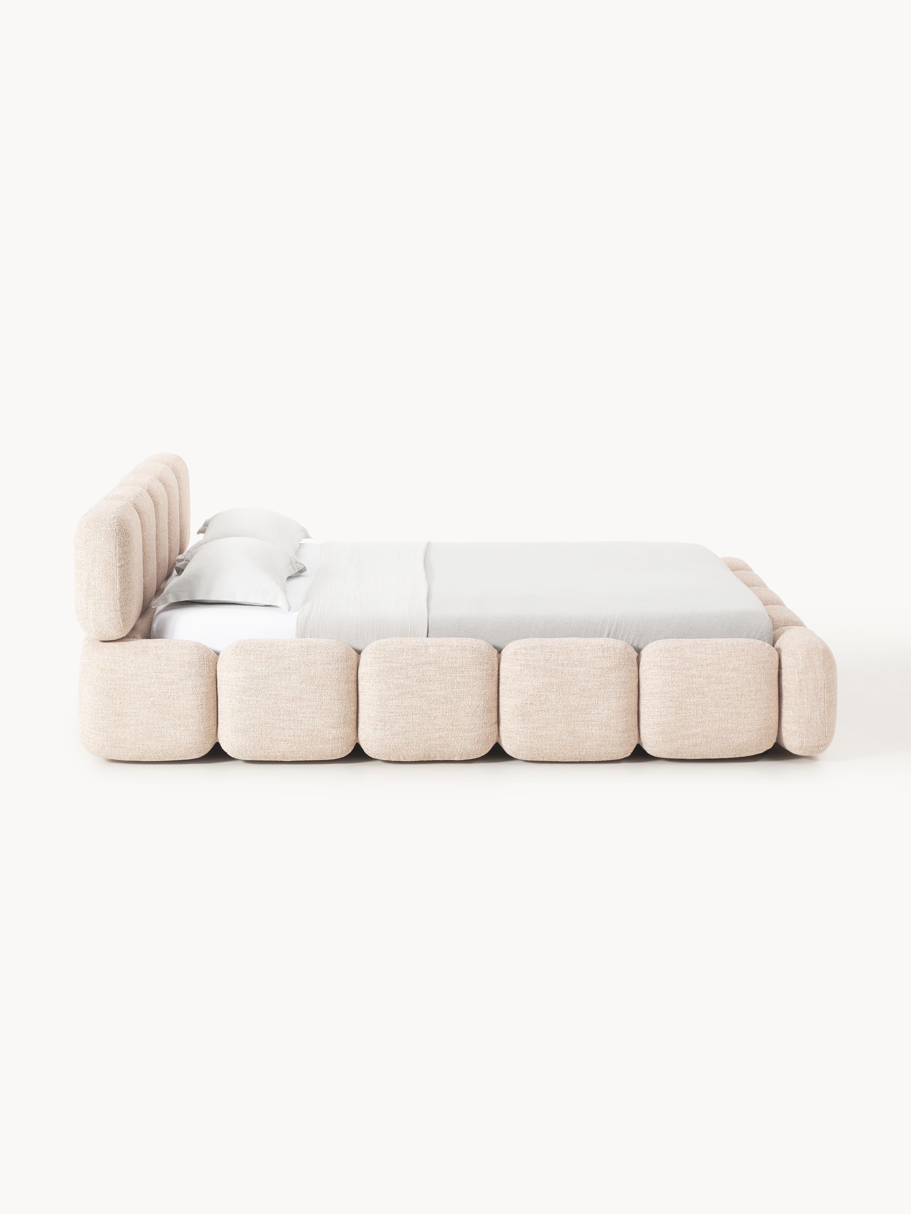 Tayla Upholstered Bouclé Bed with Storage Space