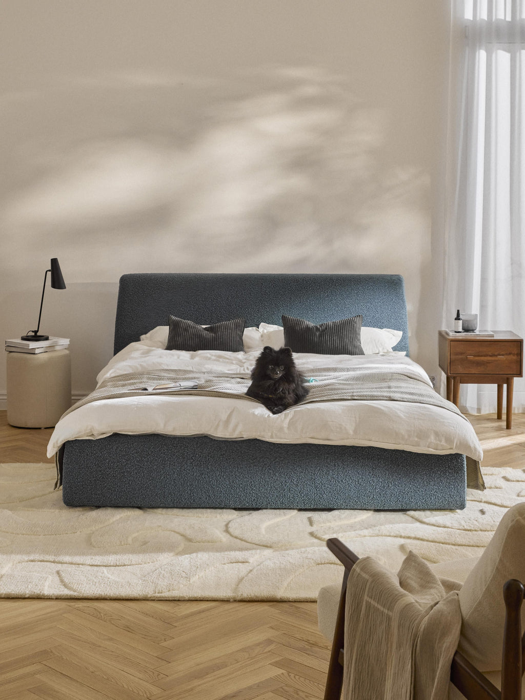 Cloud Upholstered Bouclé Bed