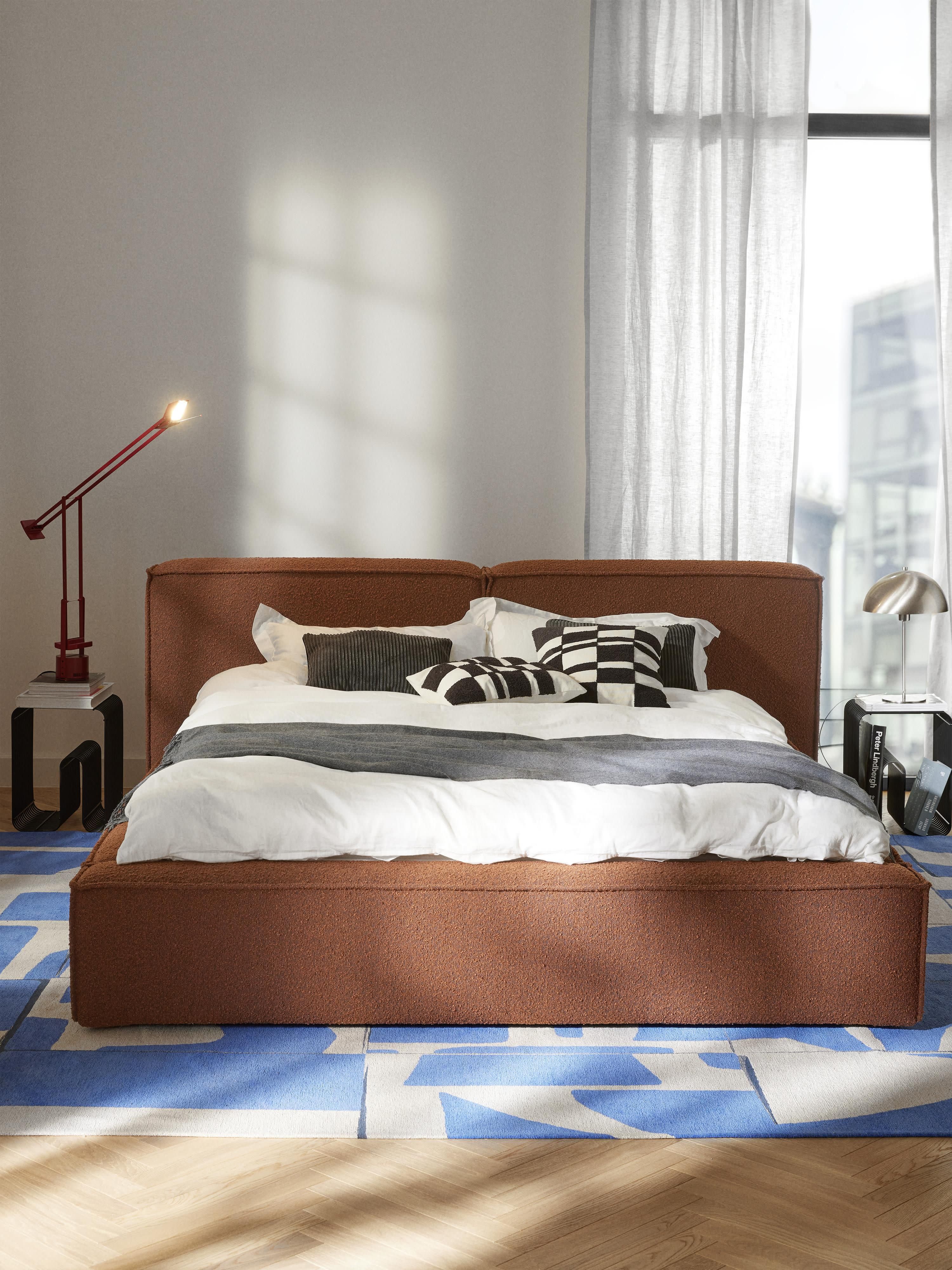 Lennon Upholstered Bouclé Bed with Storage Space