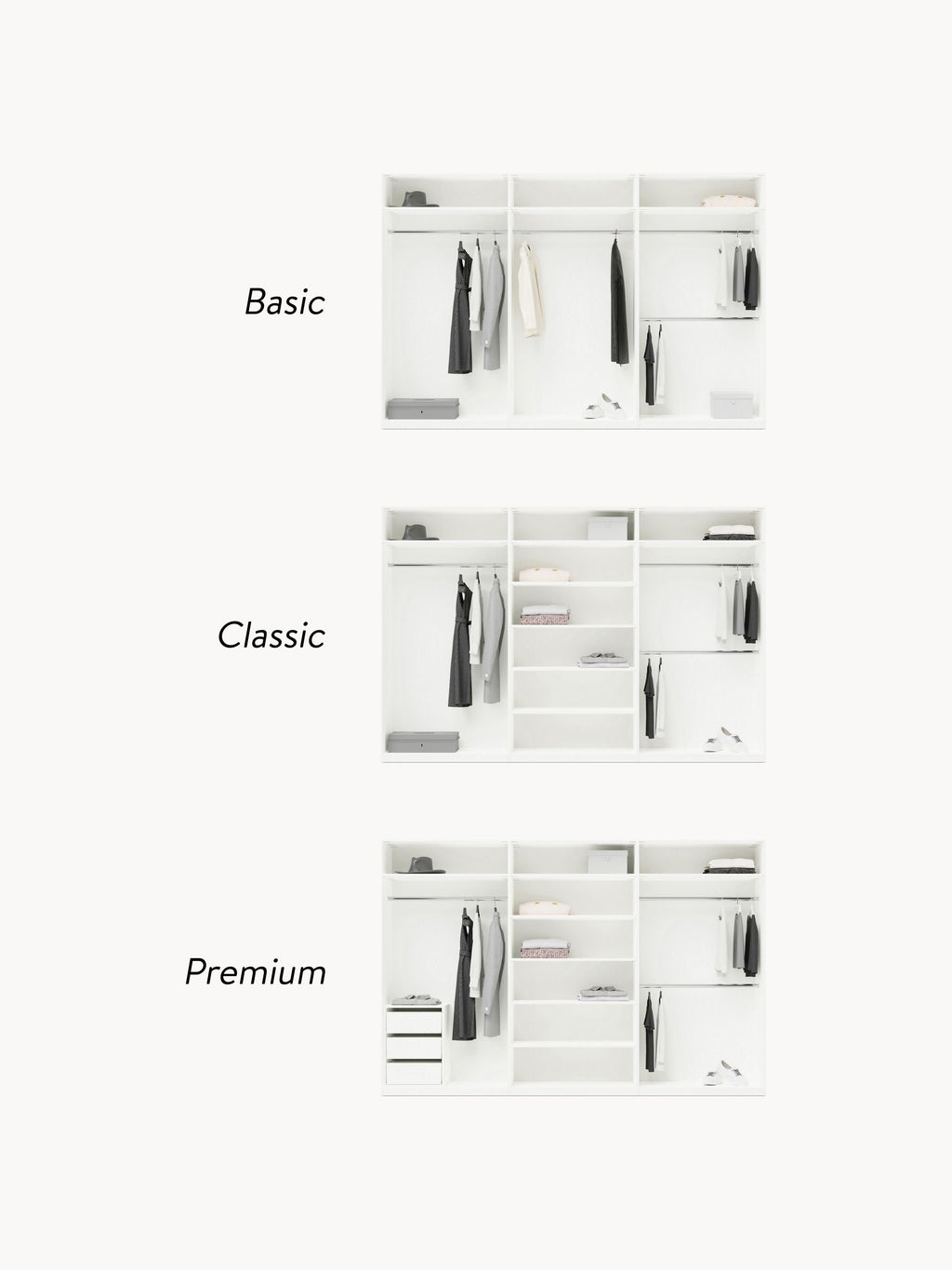 Simone Modular Revolving Door Wardrobe, 300 cm Wide, in various sizes