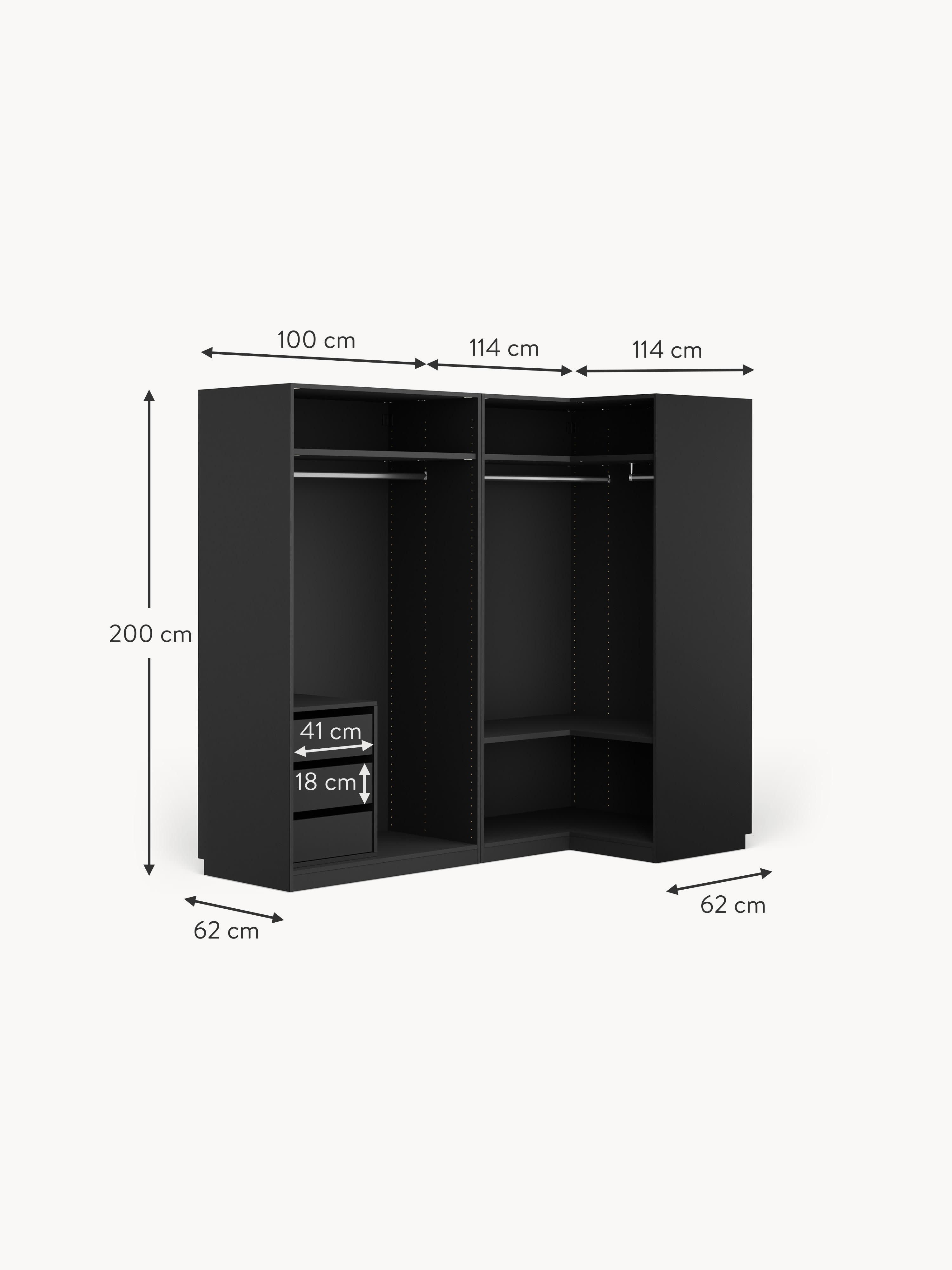 Leon Modular Corner Wardrobe, 215 cm Wide, in various sizes
