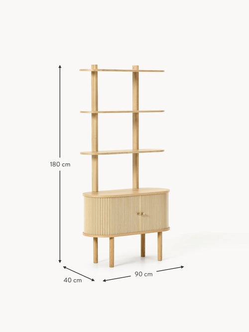 Calary Narrow Shelving Unit with Fluted Front