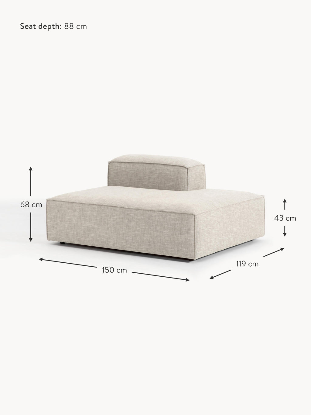 Lennon Linen Blend Chaise Module