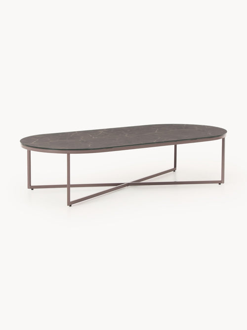 Gallery image 1 - Oval Coffee Table Antigua with Marble Effect Glass Top