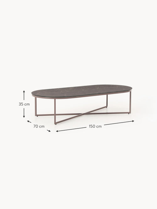 Antigua Oval Coffee Table with Marble Effect Glass Top